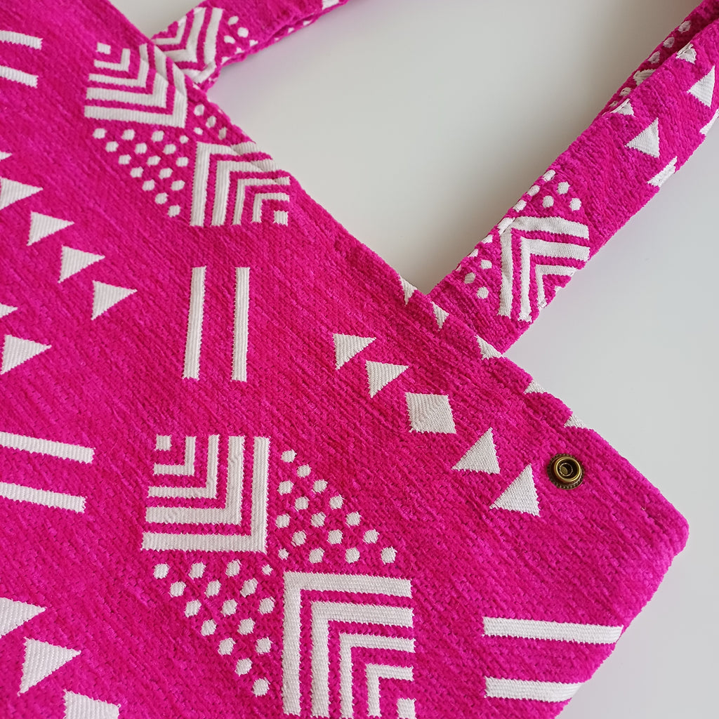 Handmade Pink Moroccan Velvet Tote Bag Medium Sized 47x31 CM