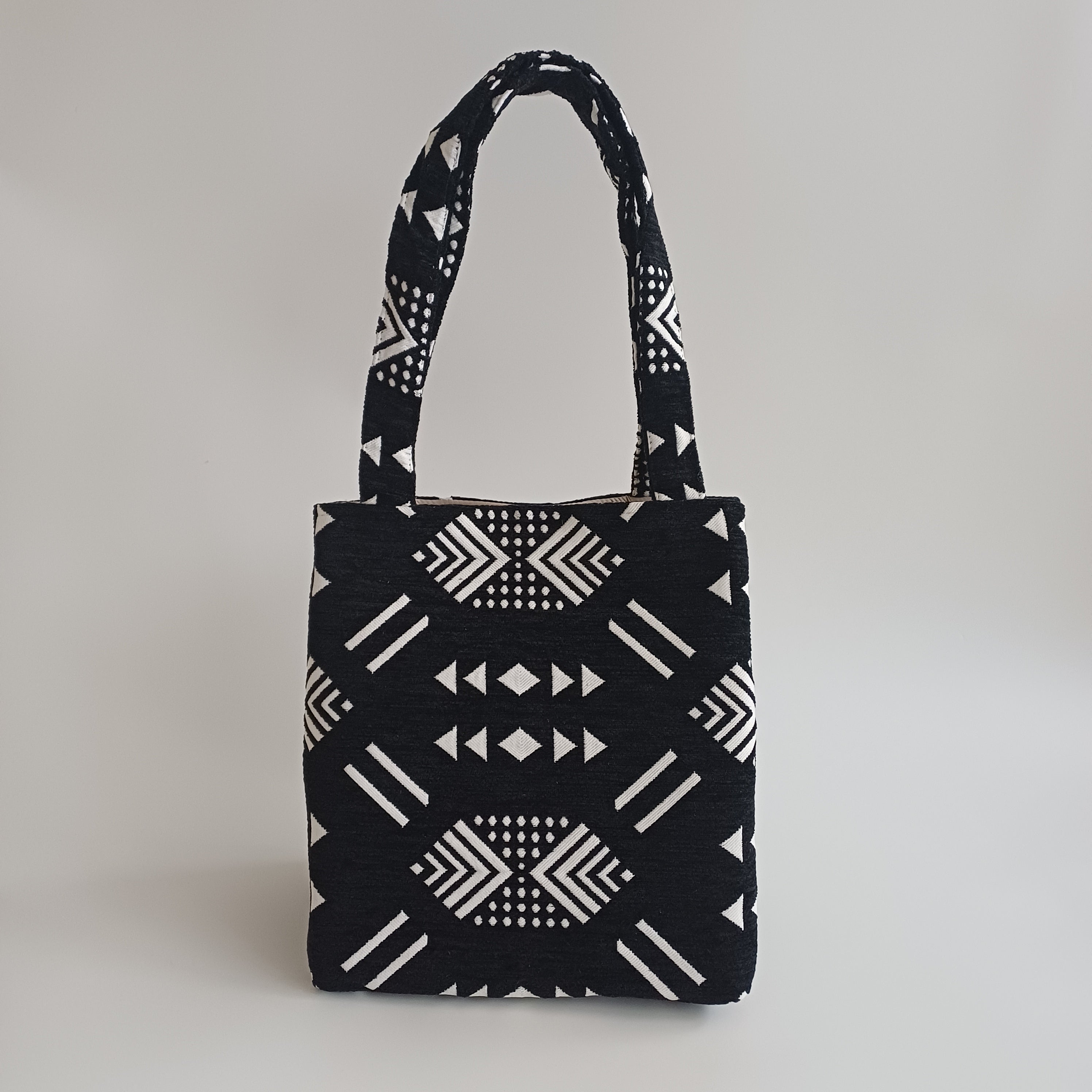 Handmade Black Moroccan Velvet Tote Bag Medium Sized 47x31 CM