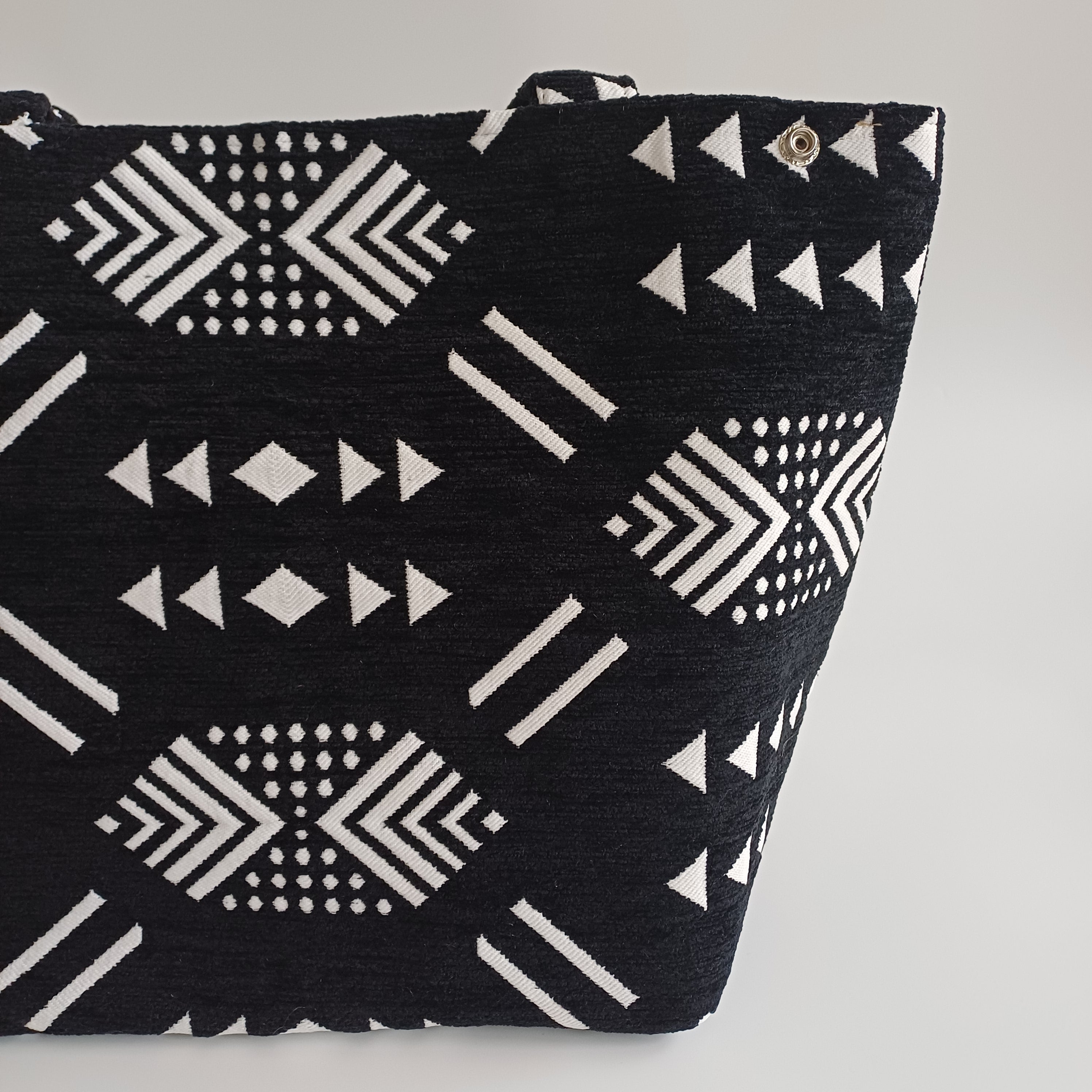 Handmade Black Moroccan Velvet Tote Bag Medium Sized 47x31 CM