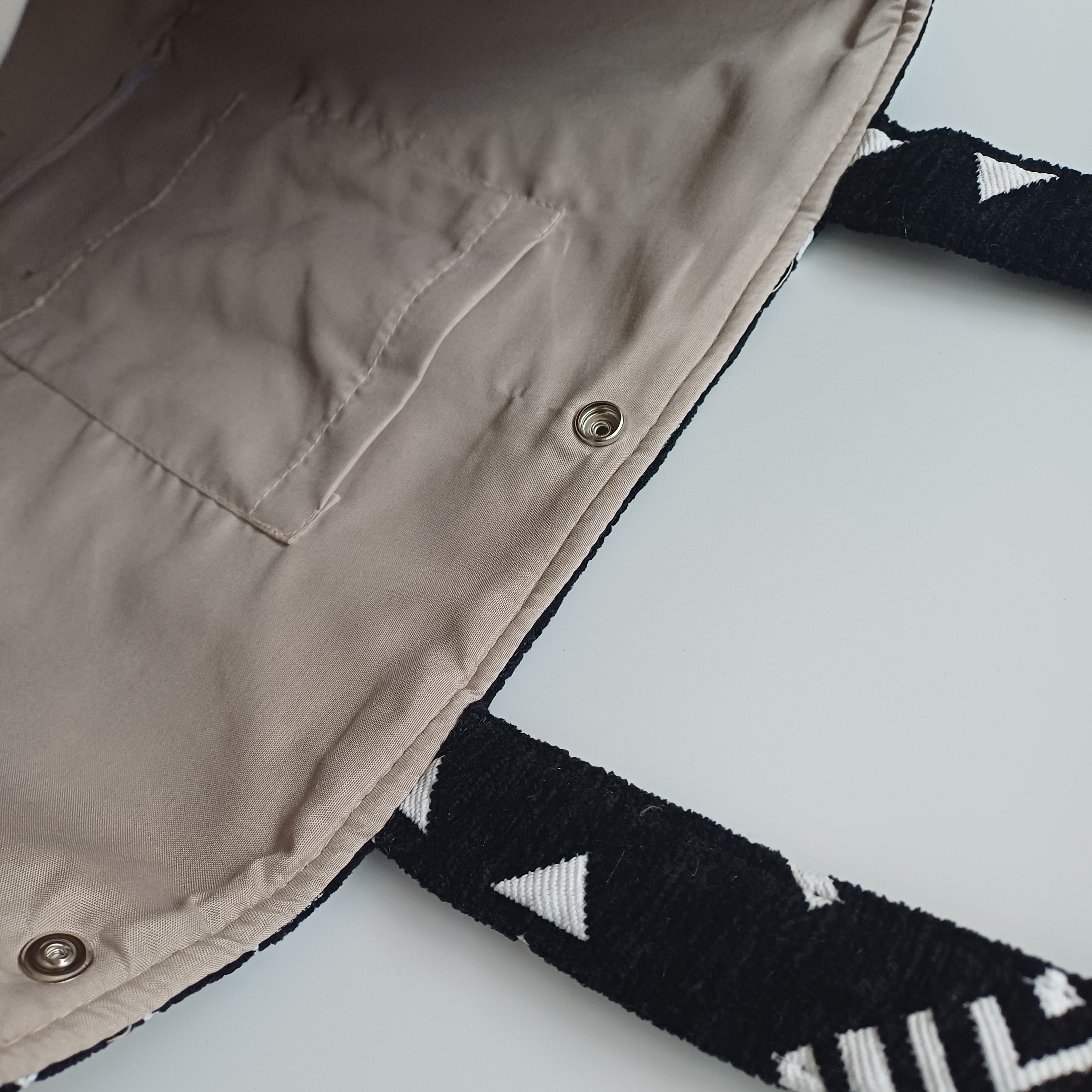 Handmade Black Moroccan Velvet Tote Bag Medium Sized 47x31 CM