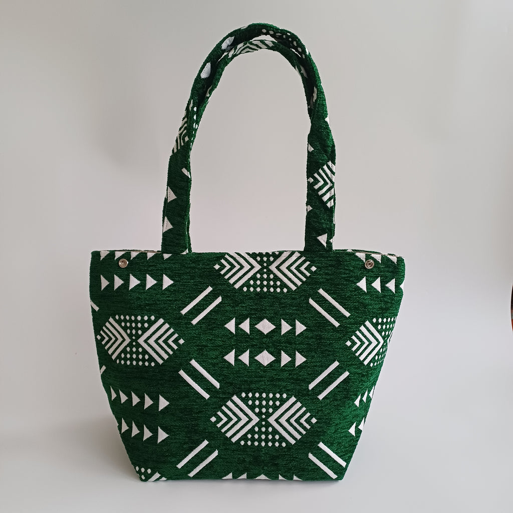 Handmade Green Moroccan Velvet Tote Bag Medium Sized 47x31 CM