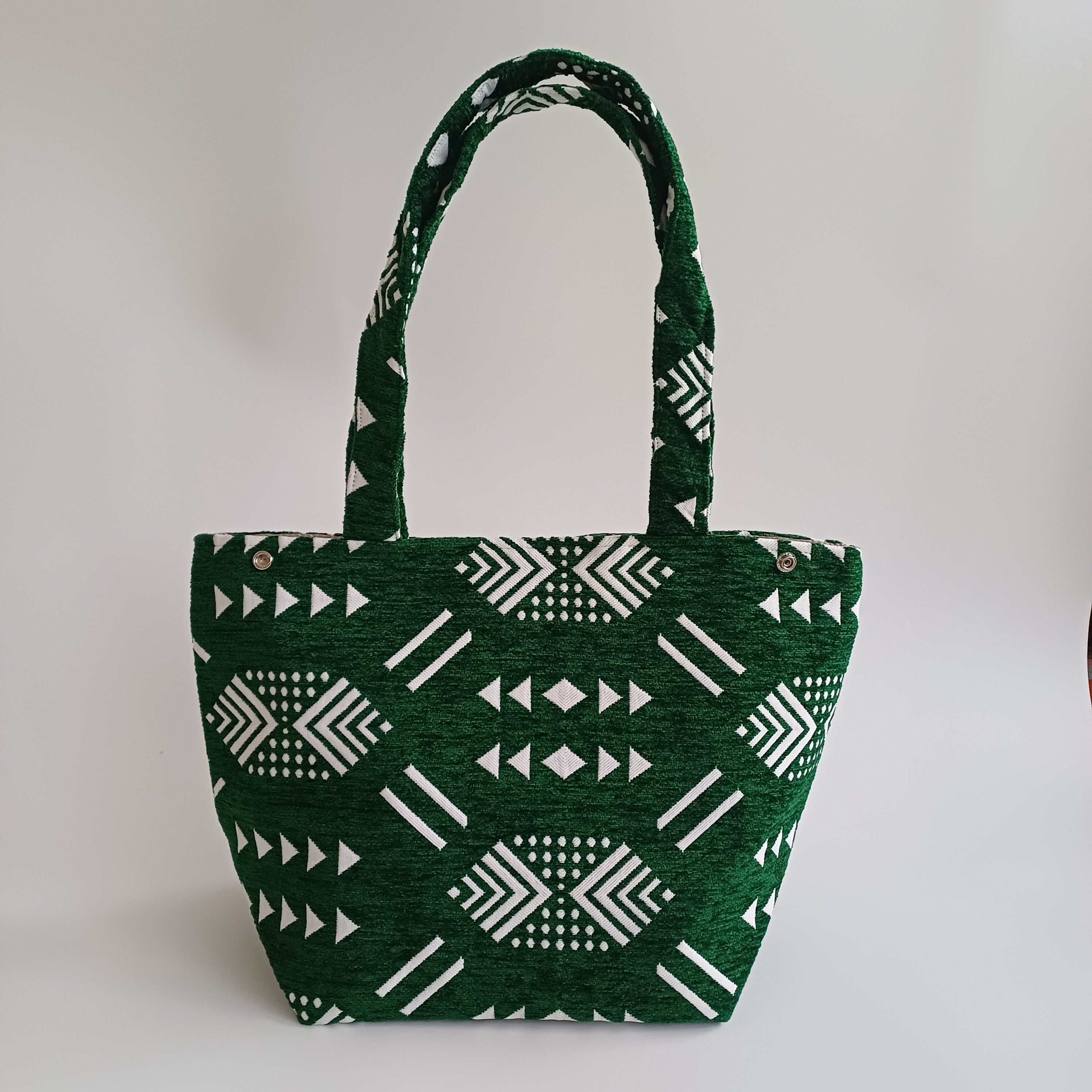 Handmade Green Moroccan Velvet Tote Bag Medium Sized 47x31 CM