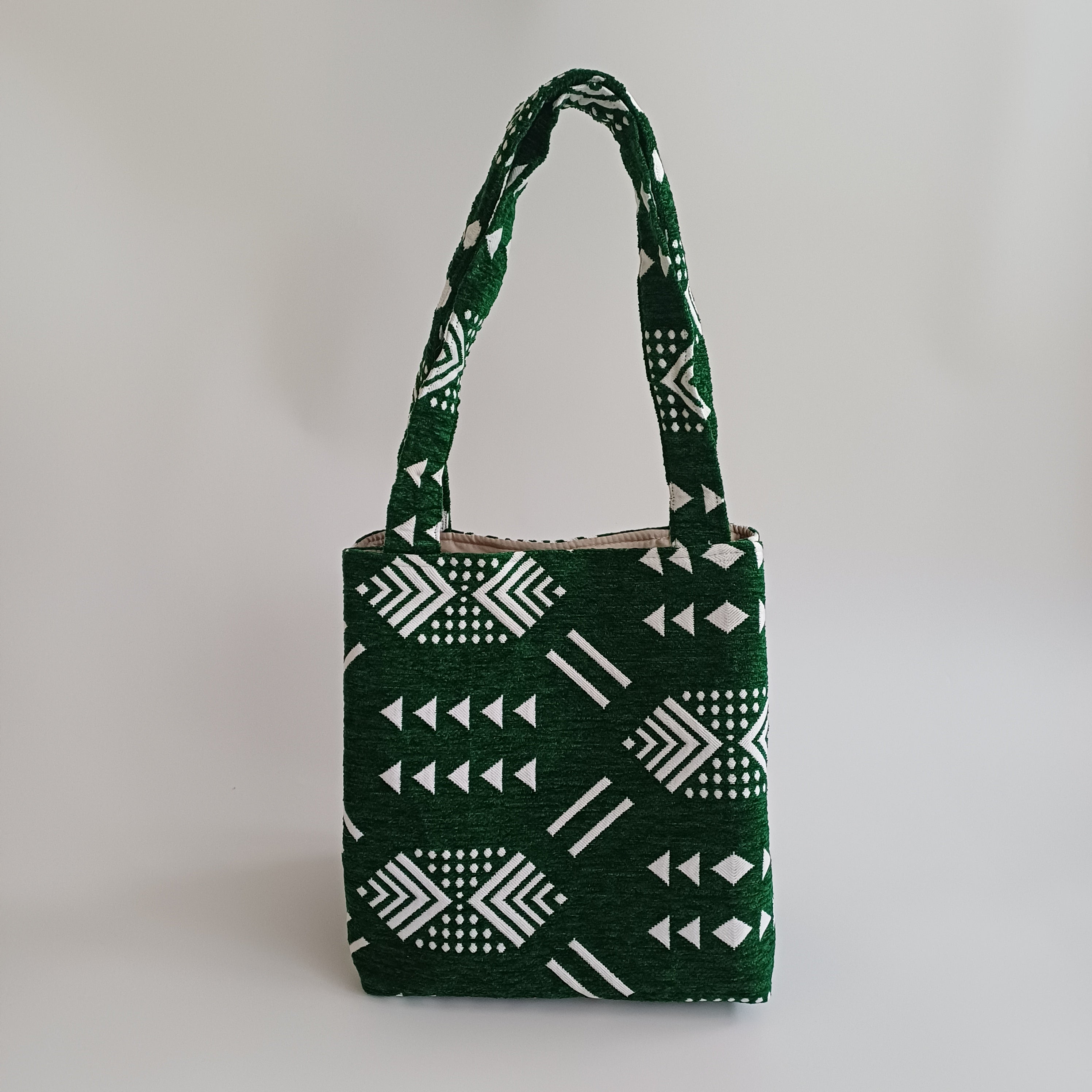 Handmade Green Moroccan Velvet Tote Bag Medium Sized 47x31 CM