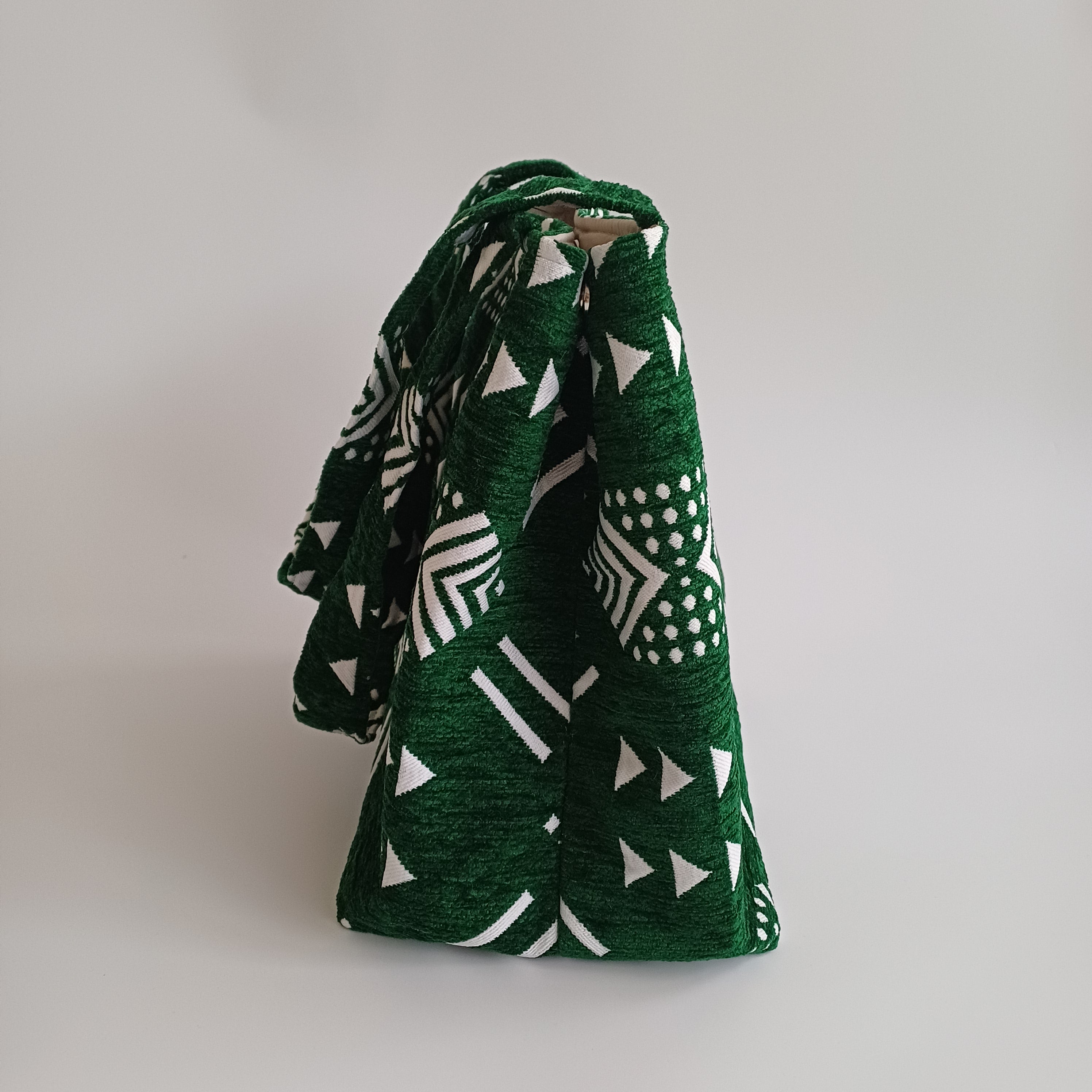 Handmade Green Moroccan Velvet Tote Bag Medium Sized 47x31 CM