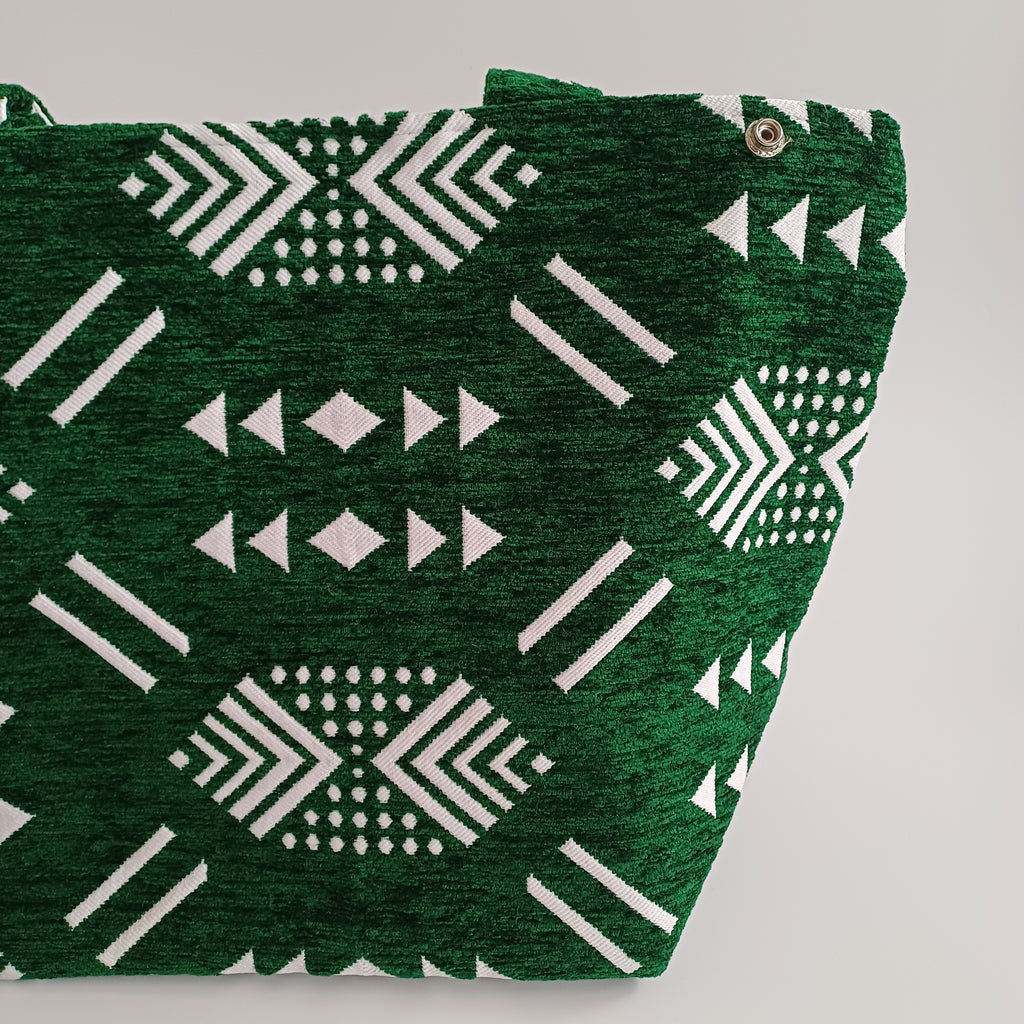 Handmade Green Moroccan Velvet Tote Bag Medium Sized 47x31 CM