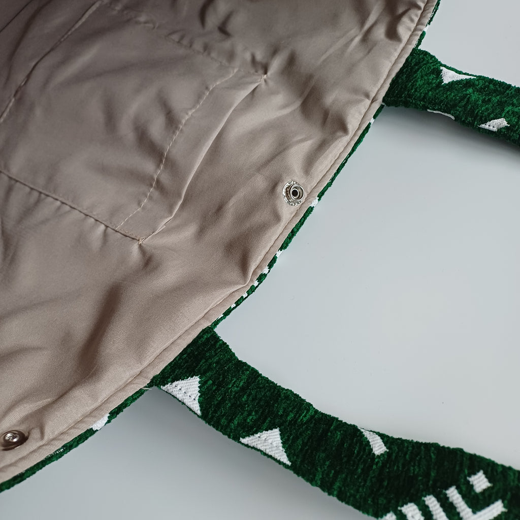 Handmade Green Moroccan Velvet Tote Bag Medium Sized 47x31 CM