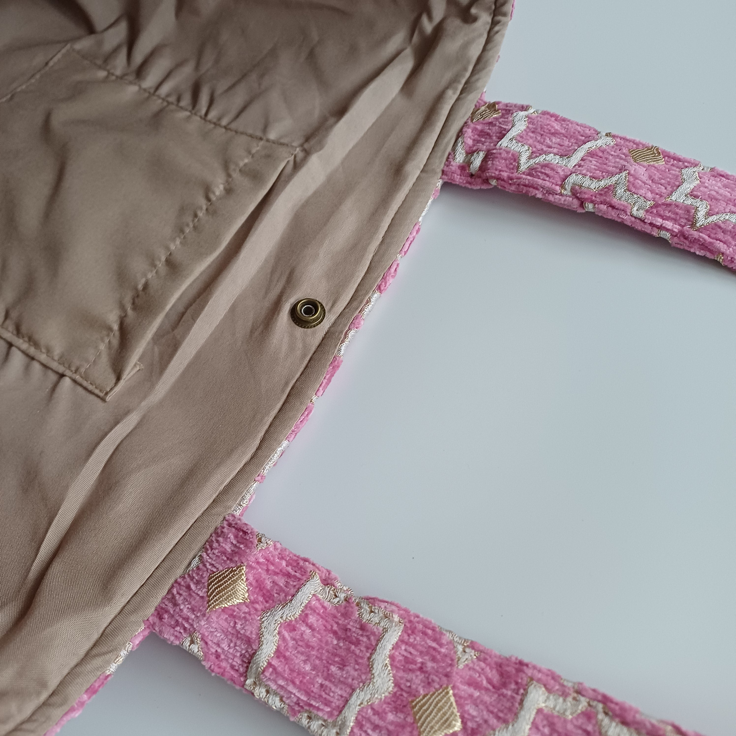 Handmade Pink Moroccan Velvet Tote Bag Medium Sized 47x31 CM