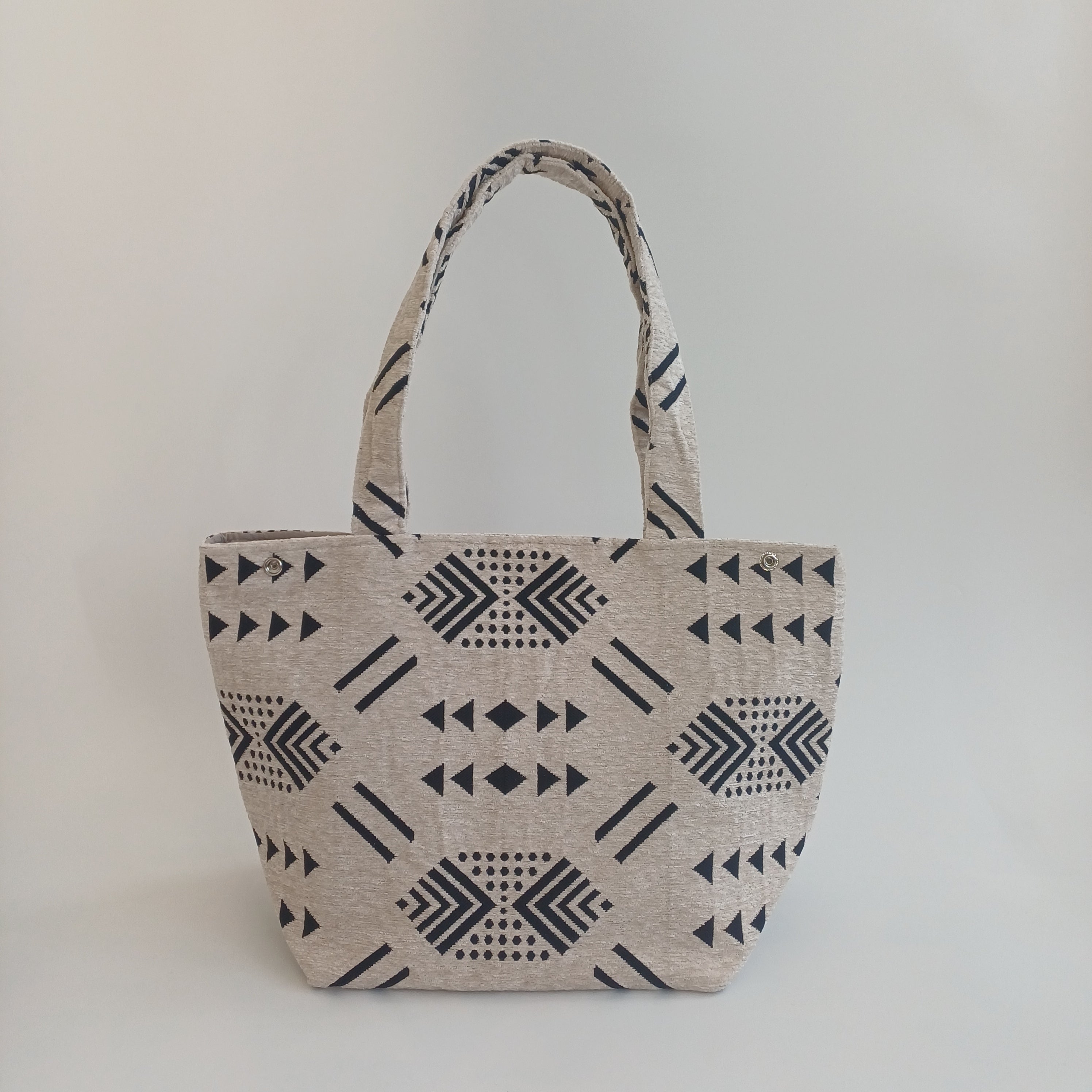 Handmade Soft White Moroccan Velvet Tote Bag Medium Sized 47x31 CM