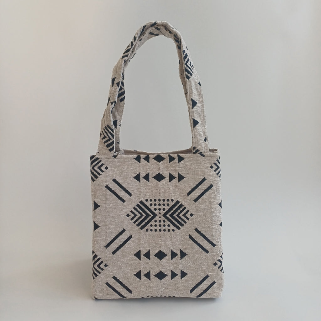 Handmade Soft White Moroccan Velvet Tote Bag Medium Sized 47x31 CM