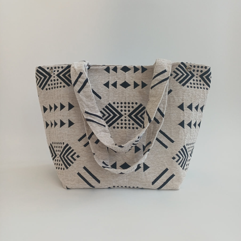 Handmade Soft White Moroccan Velvet Tote Bag Medium Sized 47x31 CM