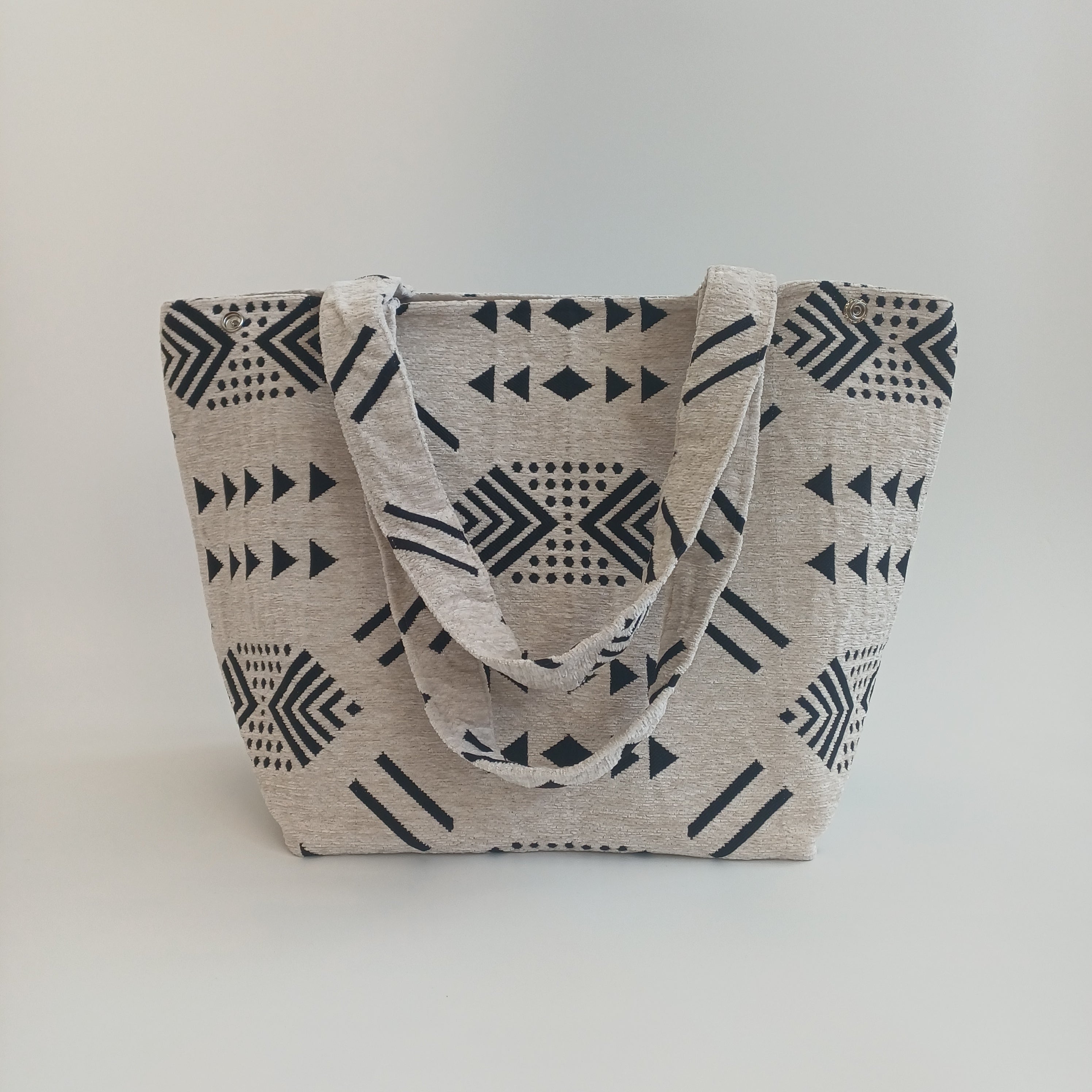 Handmade Soft White Moroccan Velvet Tote Bag Medium Sized 47x31 CM