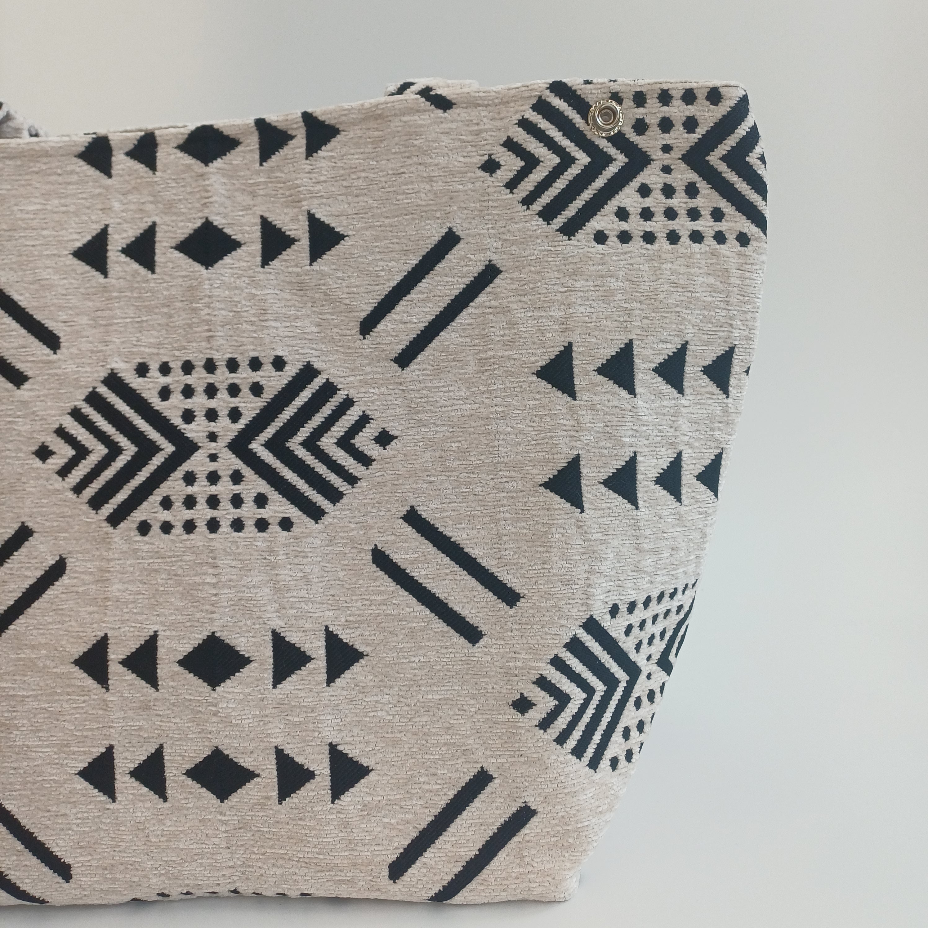 Handmade Soft White Moroccan Velvet Tote Bag Medium Sized 47x31 CM