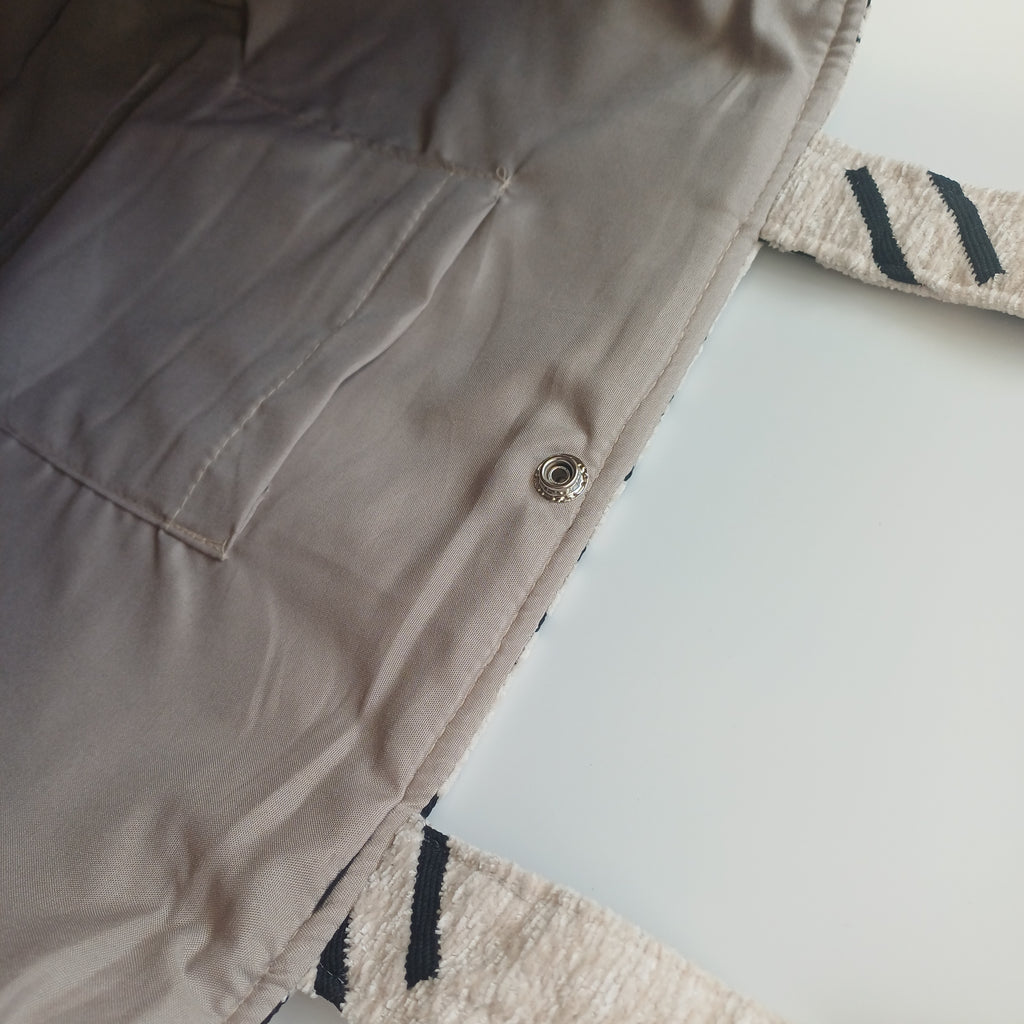 Handmade Soft White Moroccan Velvet Tote Bag Medium Sized 47x31 CM