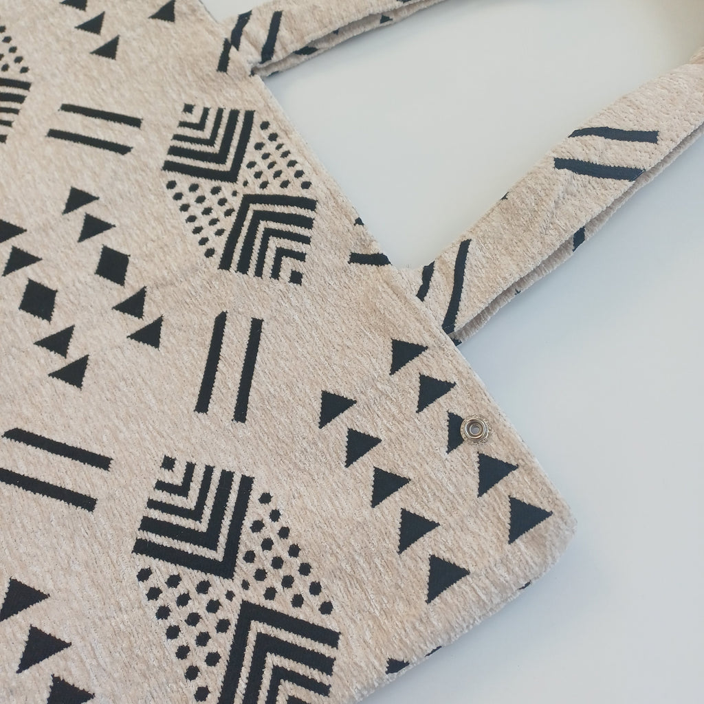 Handmade Soft White Moroccan Velvet Tote Bag Medium Sized 47x31 CM