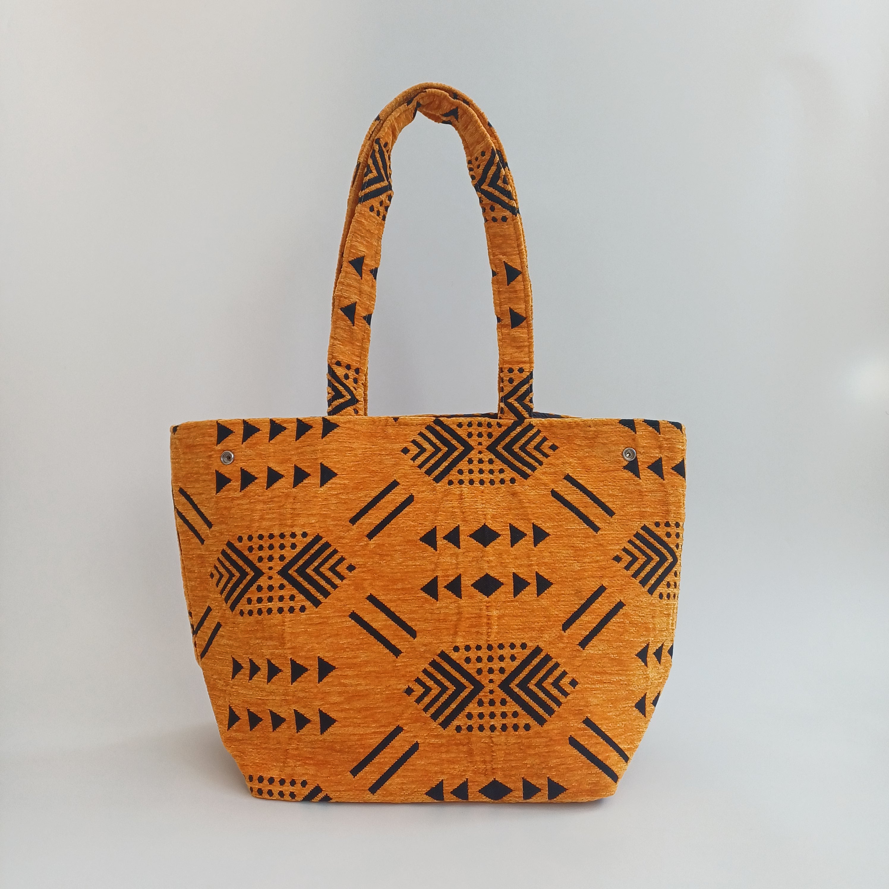 Handmade Rust Orange Moroccan Velvet Tote Bag Medium Sized 47x31 CM
