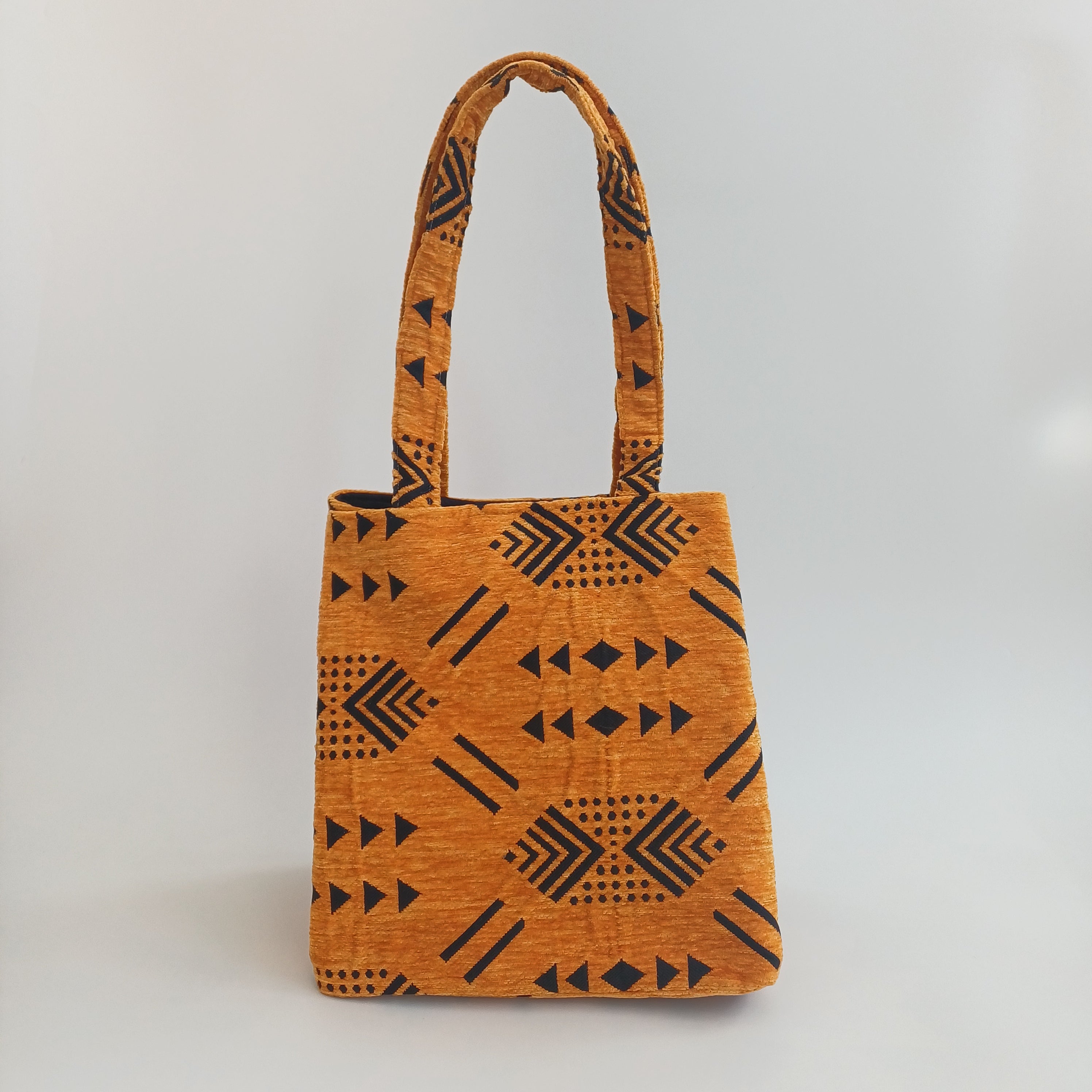 Handmade Rust Orange Moroccan Velvet Tote Bag Medium Sized 47x31 CM