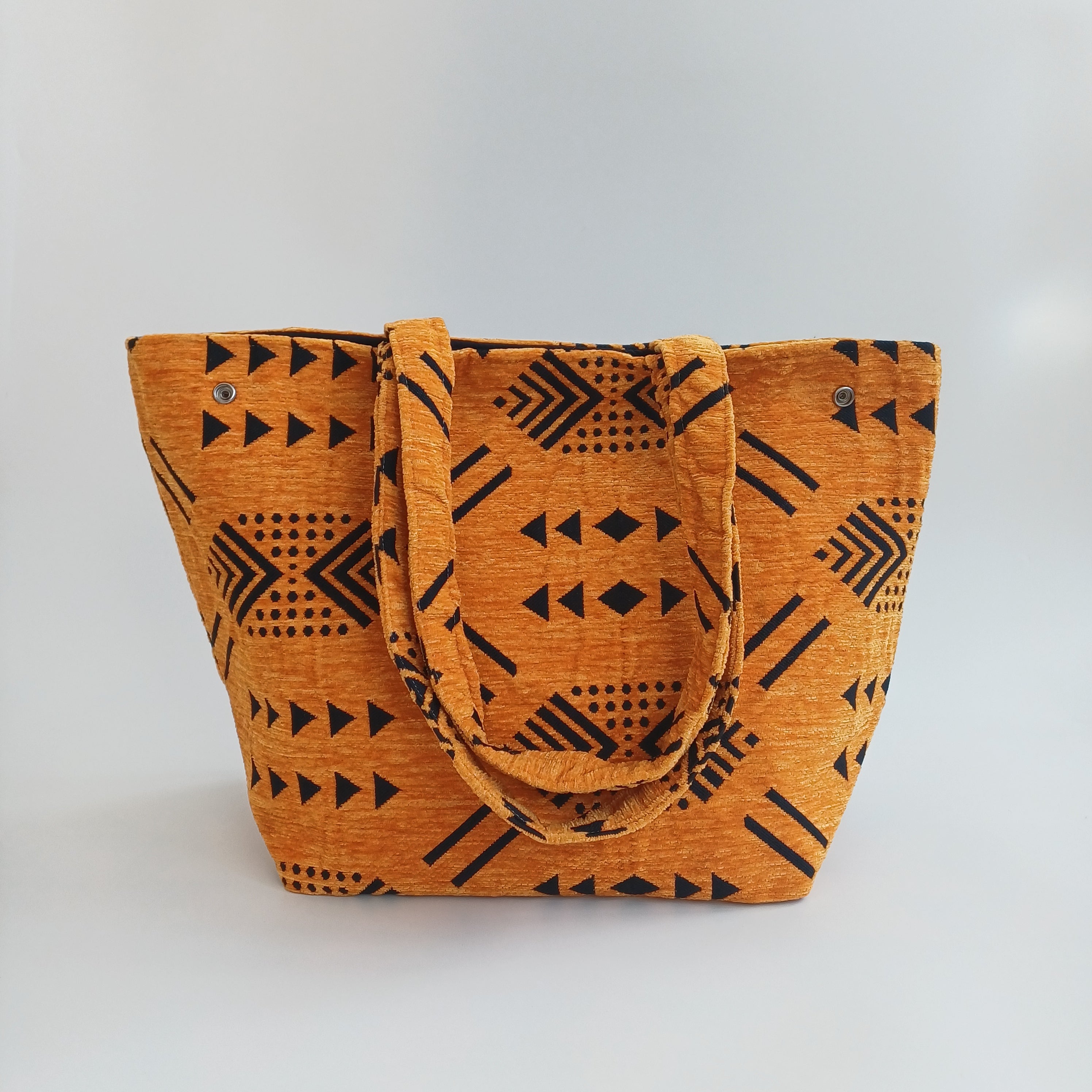 Handmade Rust Orange Moroccan Velvet Tote Bag Medium Sized 47x31 CM