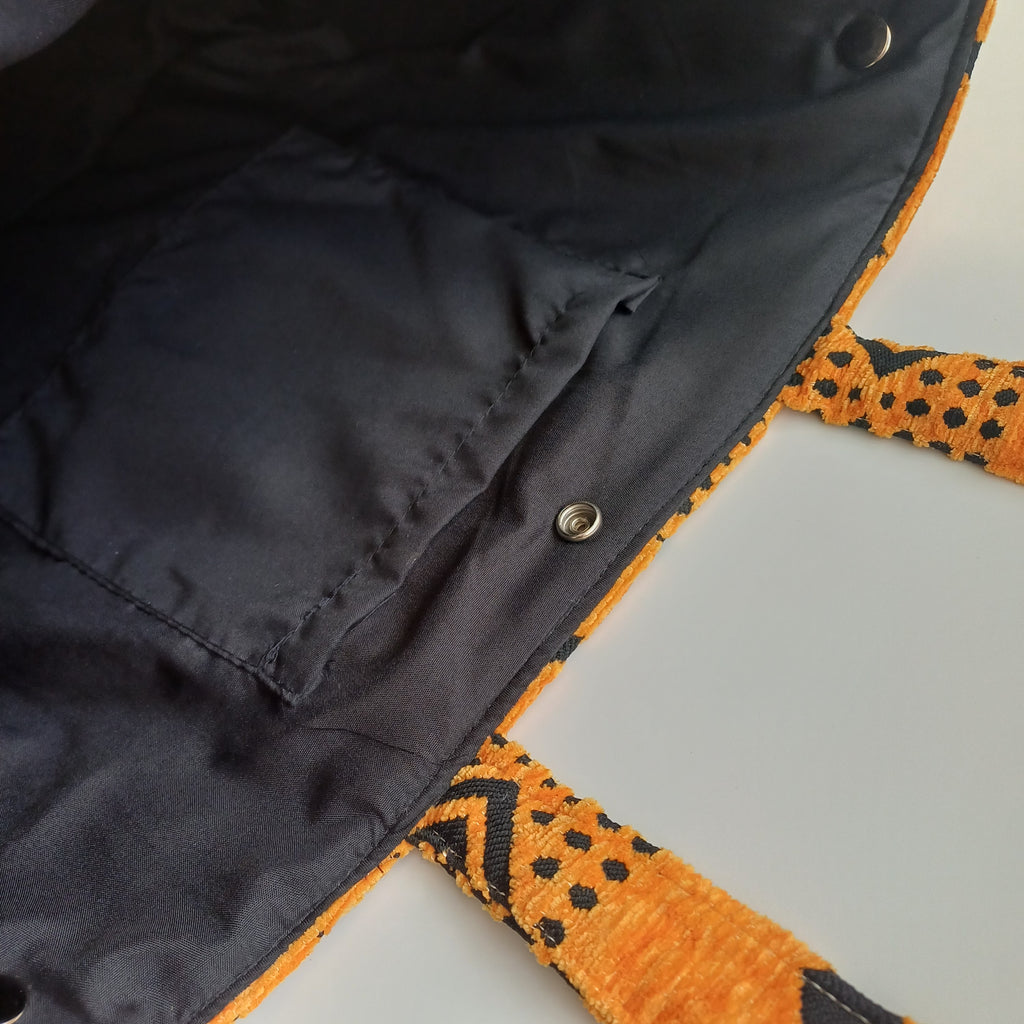 Handmade Rust Orange Moroccan Velvet Tote Bag Medium Sized 47x31 CM