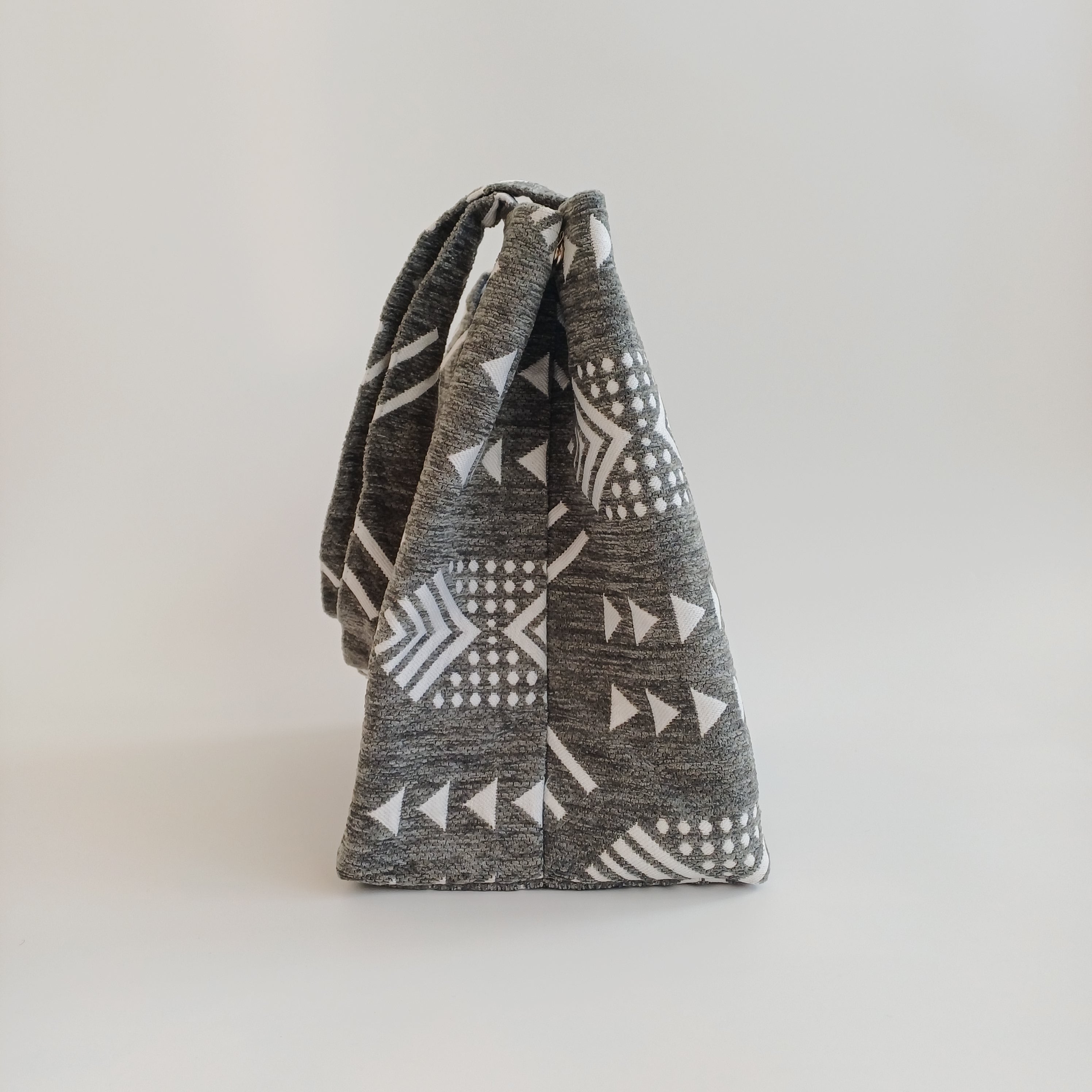 Handmade Slate Grey Moroccan Velvet Tote Bag Medium Sized 47x31 CM