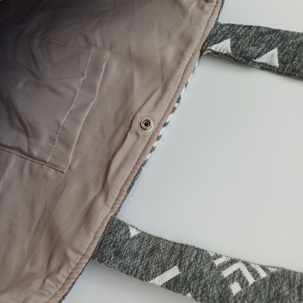 Handmade Slate Grey Moroccan Velvet Tote Bag Medium Sized 47x31 CM