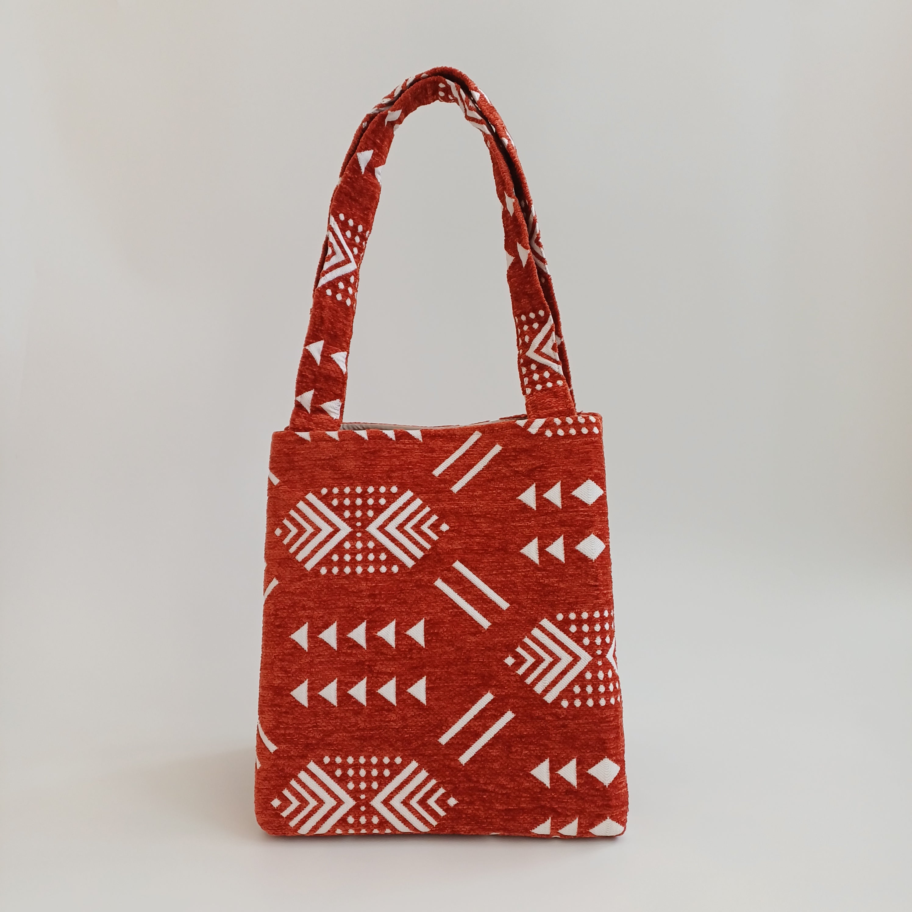 Handmade Dusty Red Moroccan Velvet Tote Bag Medium Sized 47x31 CM