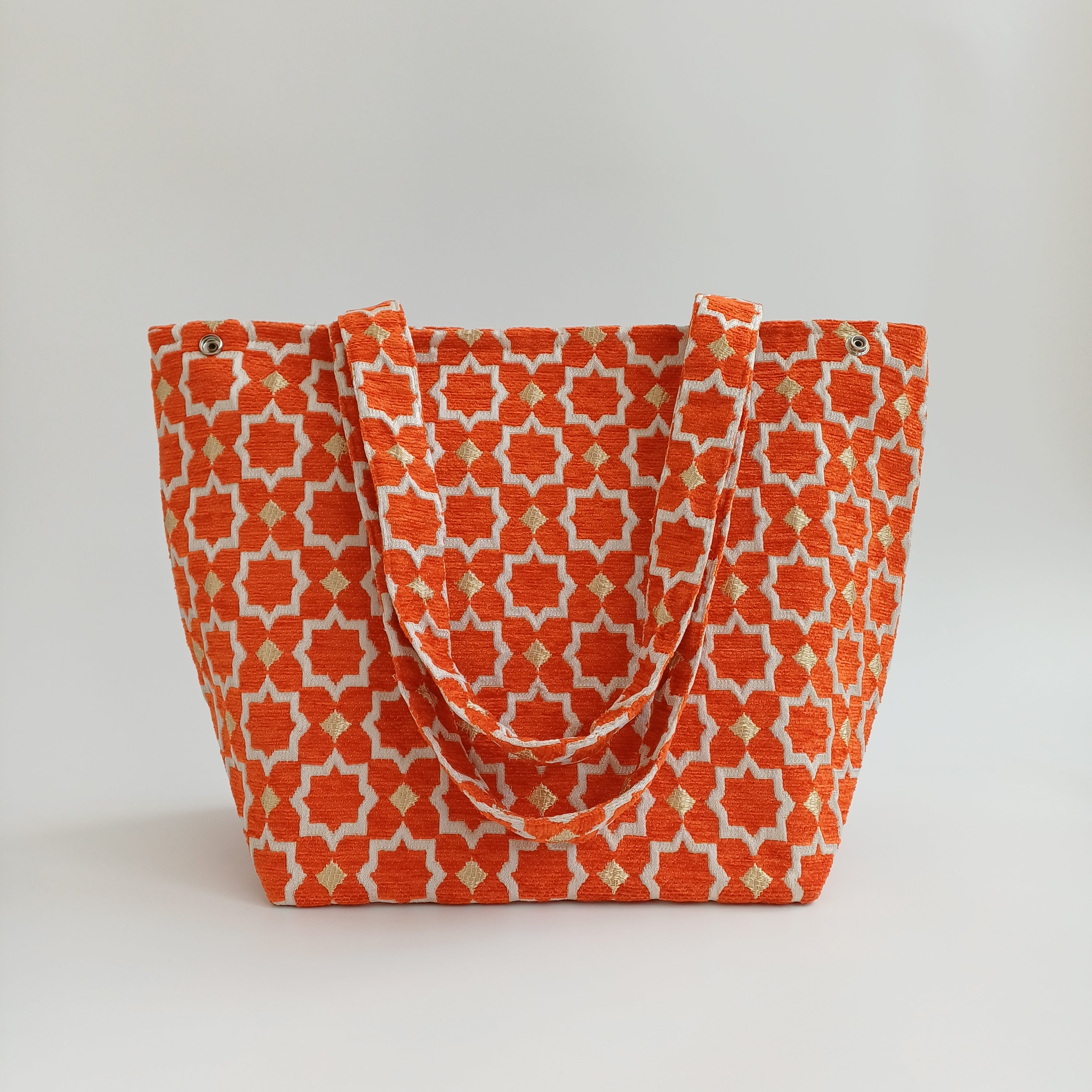 Handmade Burnt Orange Moroccan Velvet Tote Bag Medium Sized 47x31 CM