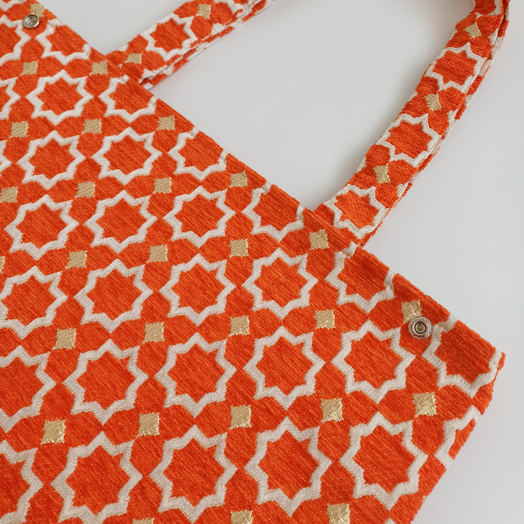 Handmade Burnt Orange Moroccan Velvet Tote Bag Medium Sized 47x31 CM
