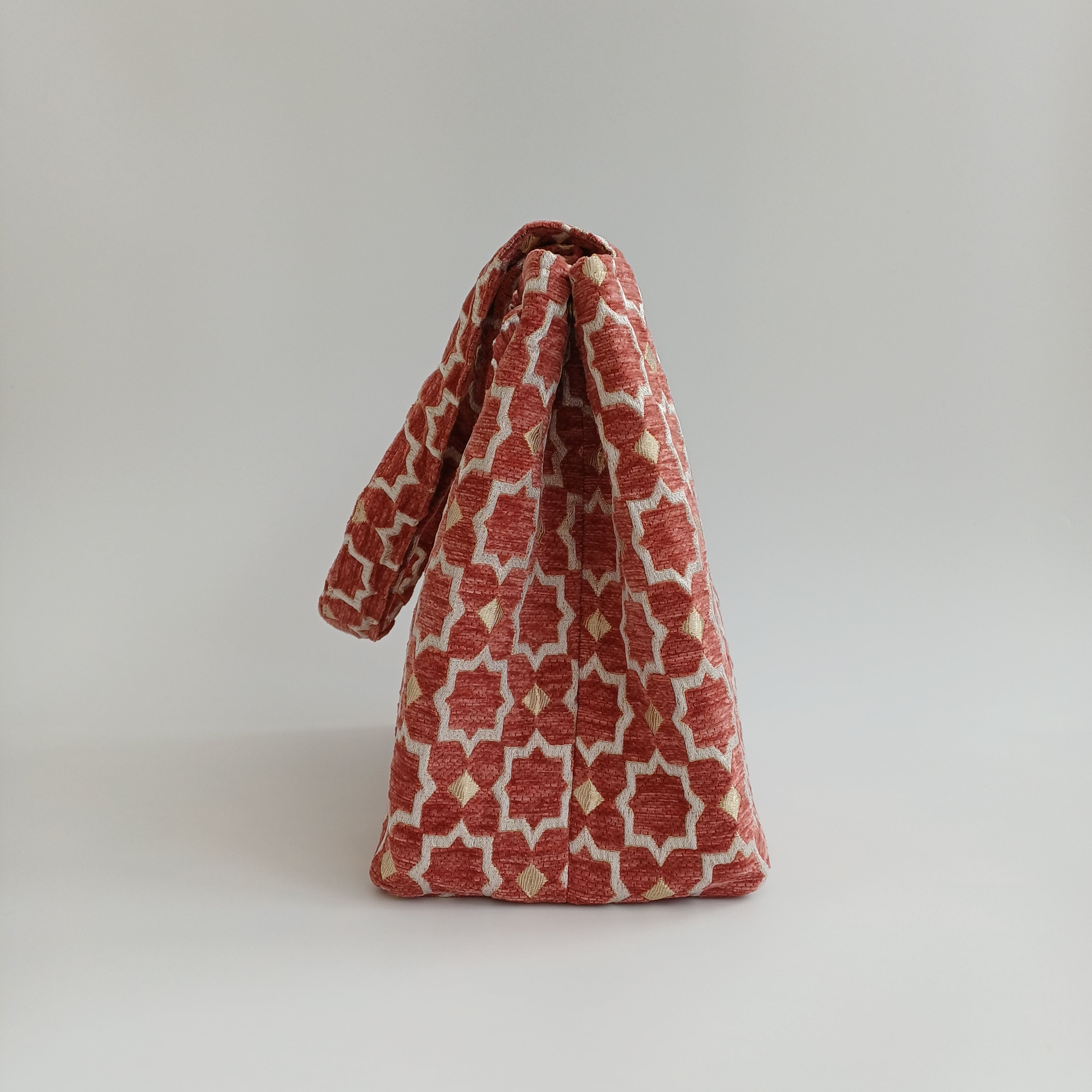 Handmade Red Moroccan Velvet Tote Bag Medium Sized 47x31 CM