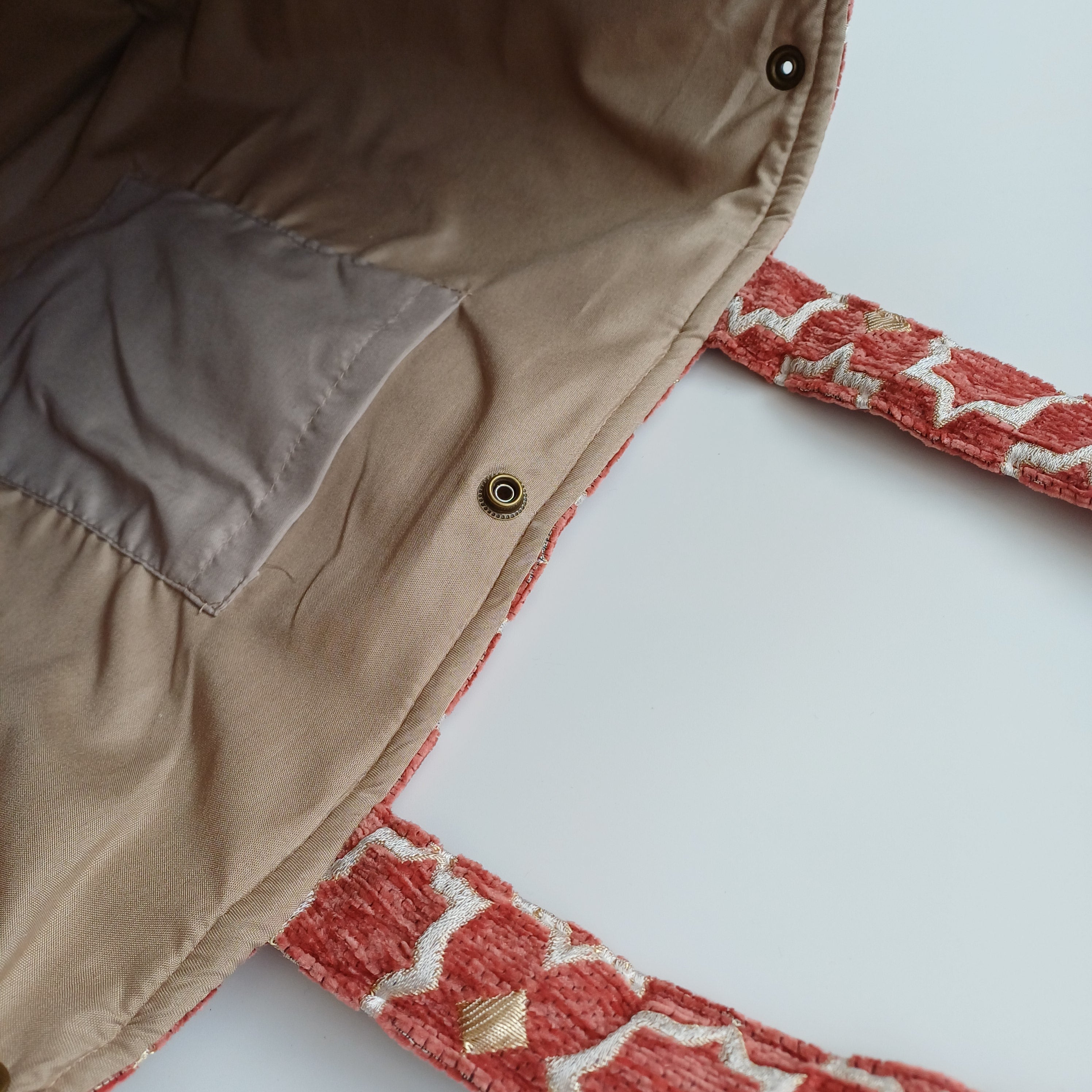 Handmade Red Moroccan Velvet Tote Bag Medium Sized 47x31 CM