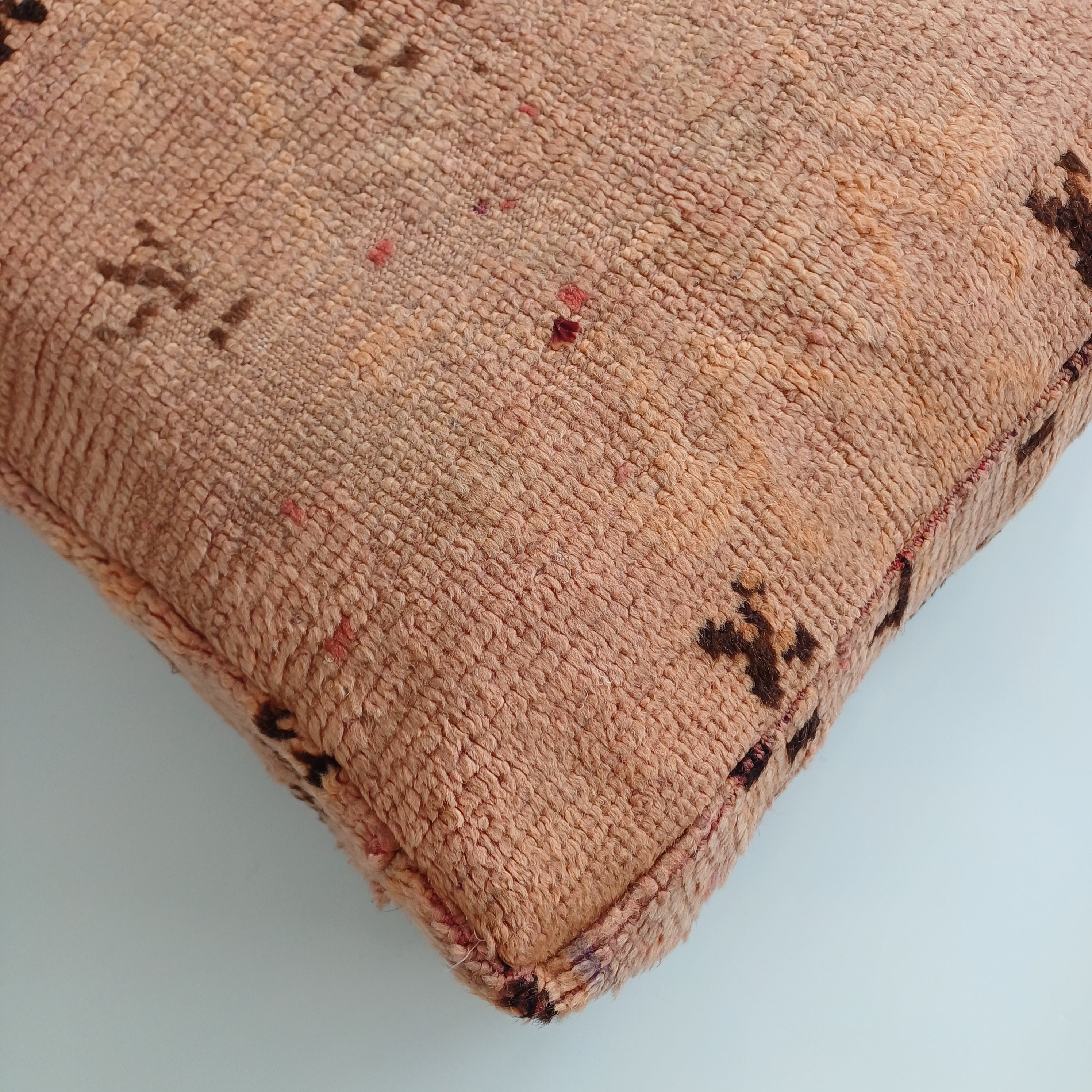 Authentic Vintage Berber Handmade Moroccan Sun Faded Wool Pouf 60x60x20 CM