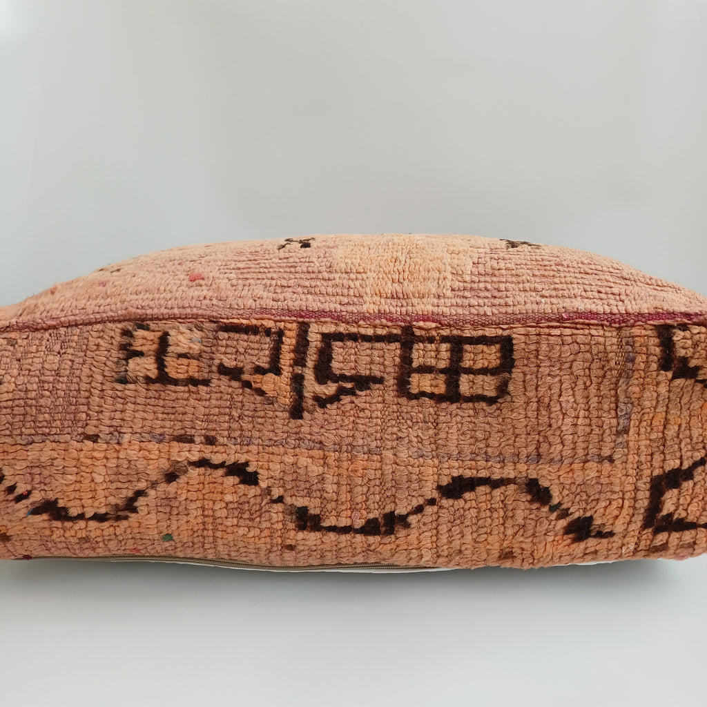 Authentic Vintage Berber Handmade Moroccan Sun Faded Wool Pouf 60x60x20 CM