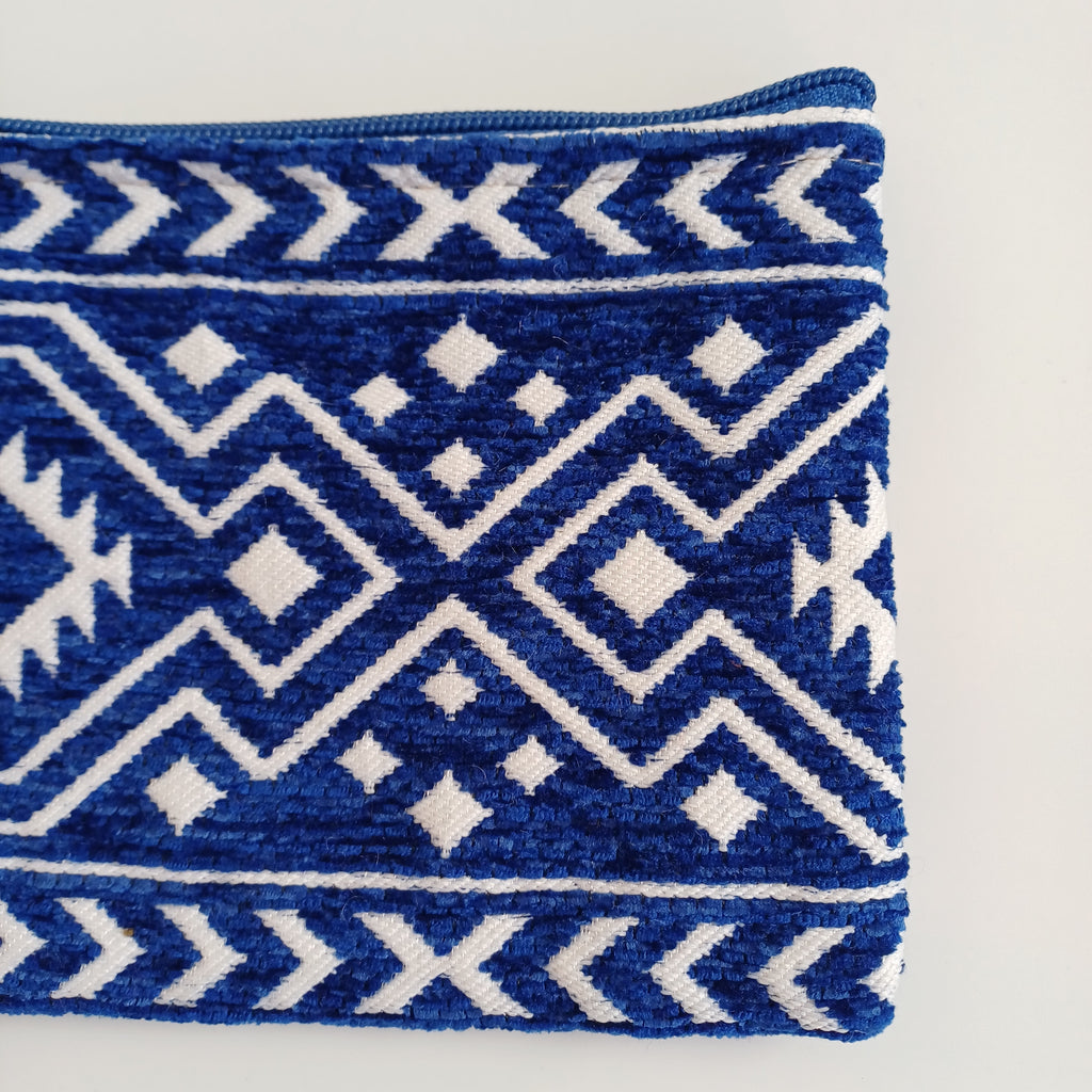 Moroccan Cobalt Blue Handmade Velvet Pouch 20x14 CM