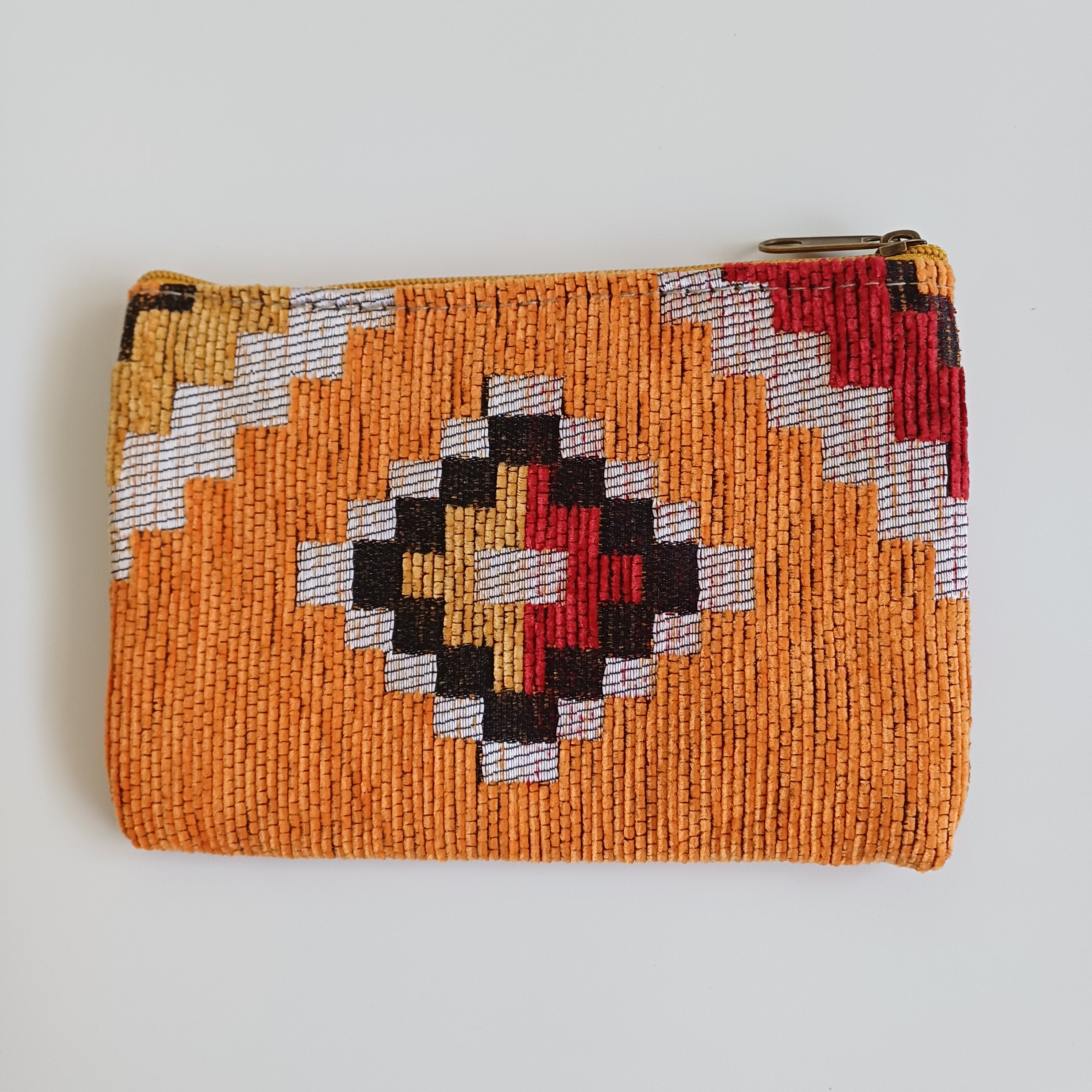 Moroccan Sun-Kissed Orange Handmade Velvet Pouch 20x14 CM