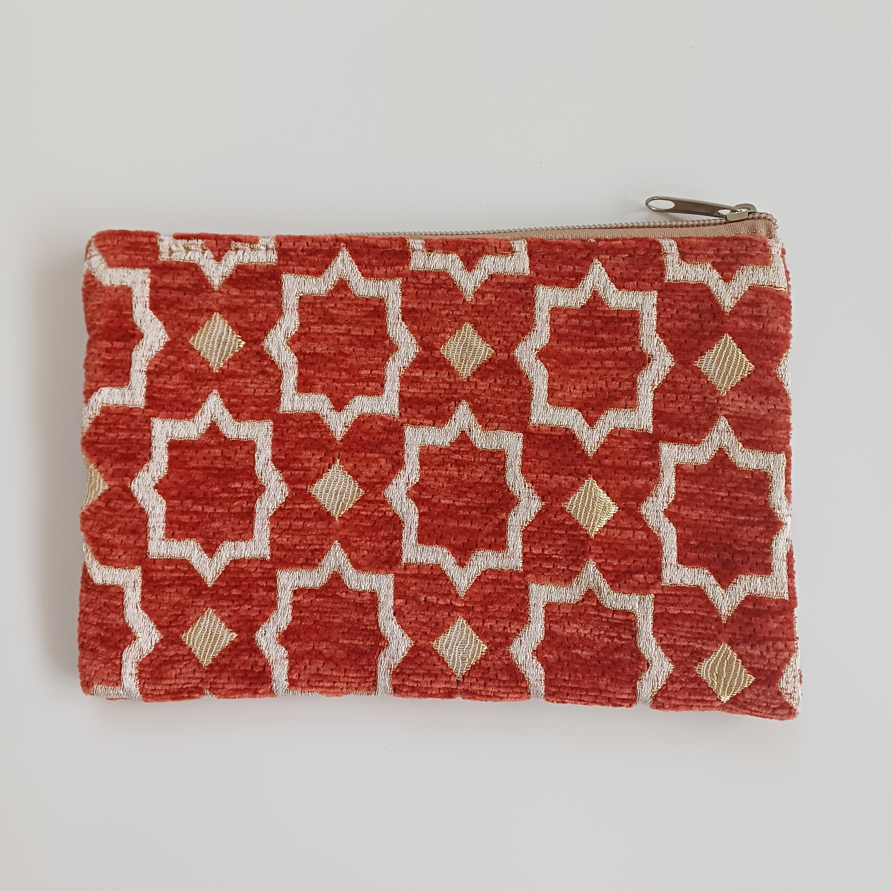 Moroccan Rust Red Handmade Velvet Pouch 20x14 CM