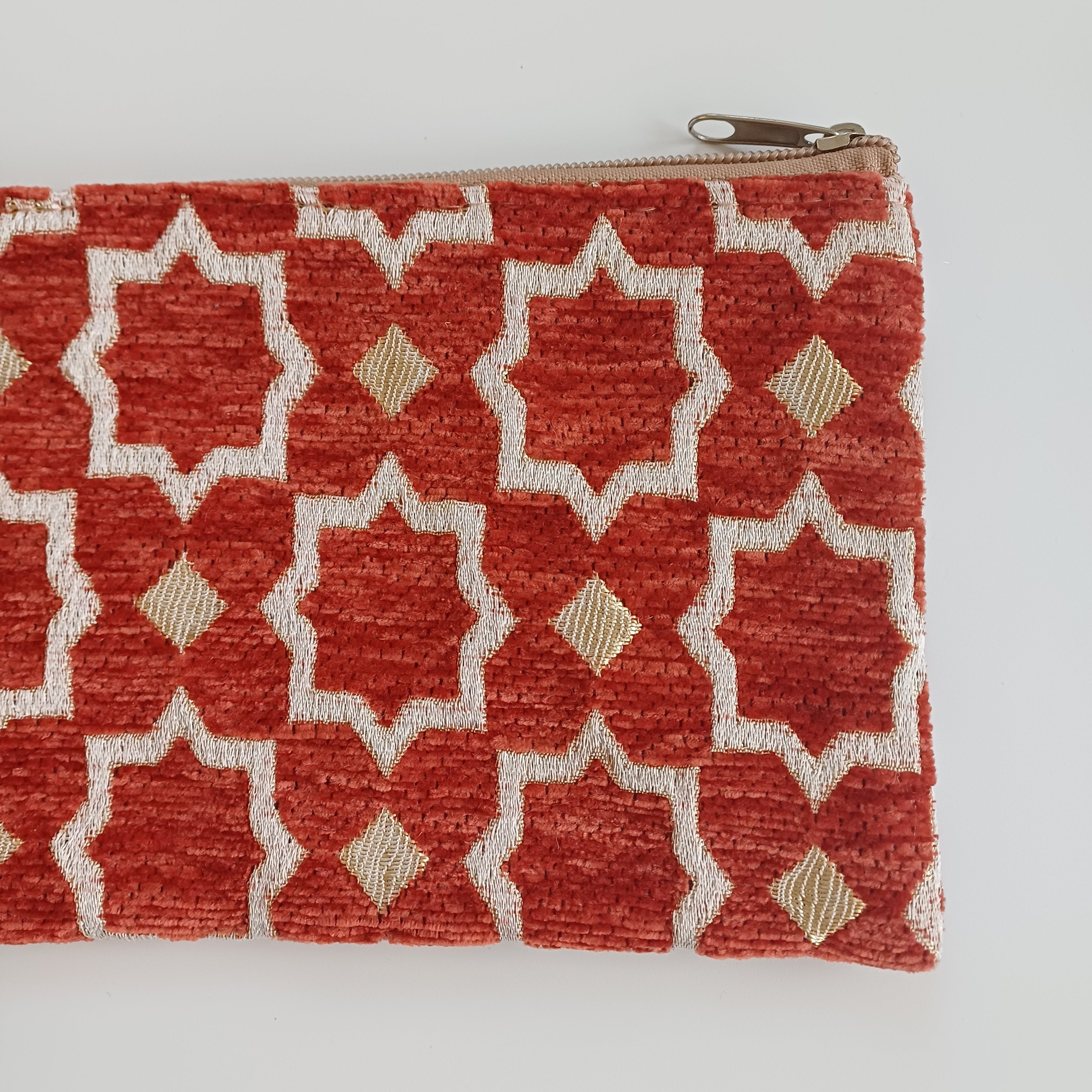Moroccan Rust Red Handmade Velvet Pouch 20x14 CM