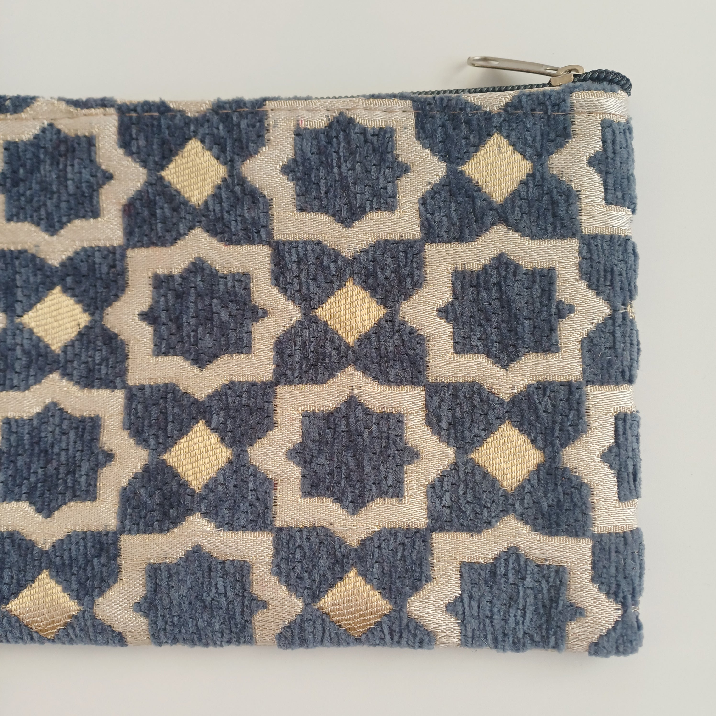 Moroccan Slate Blue Handmade Velvet Pouch 20x14 CM