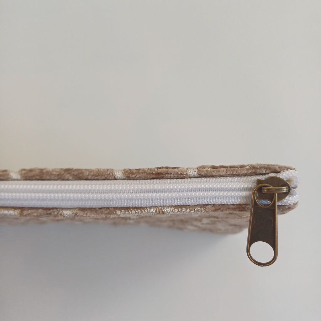 Moroccan Oatmeal Beige Handmade Velvet Pouch 20x14 CM