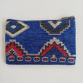 Moroccan Dual-Sided Motif Deep Blue Handmade Velvet Pouch 20x14 CM