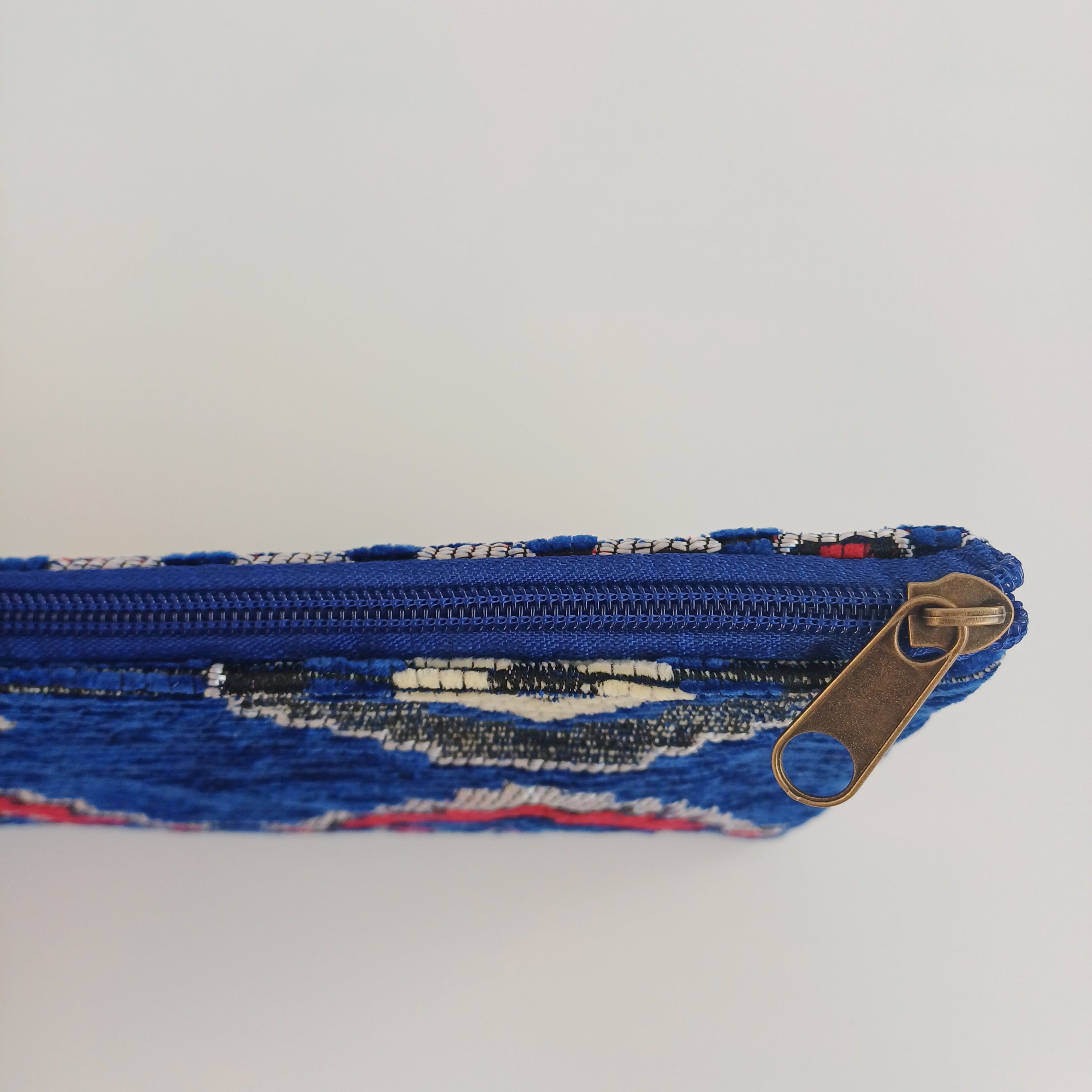 Moroccan Dual-Sided Motif Deep Blue Handmade Velvet Pouch 20x14 CM