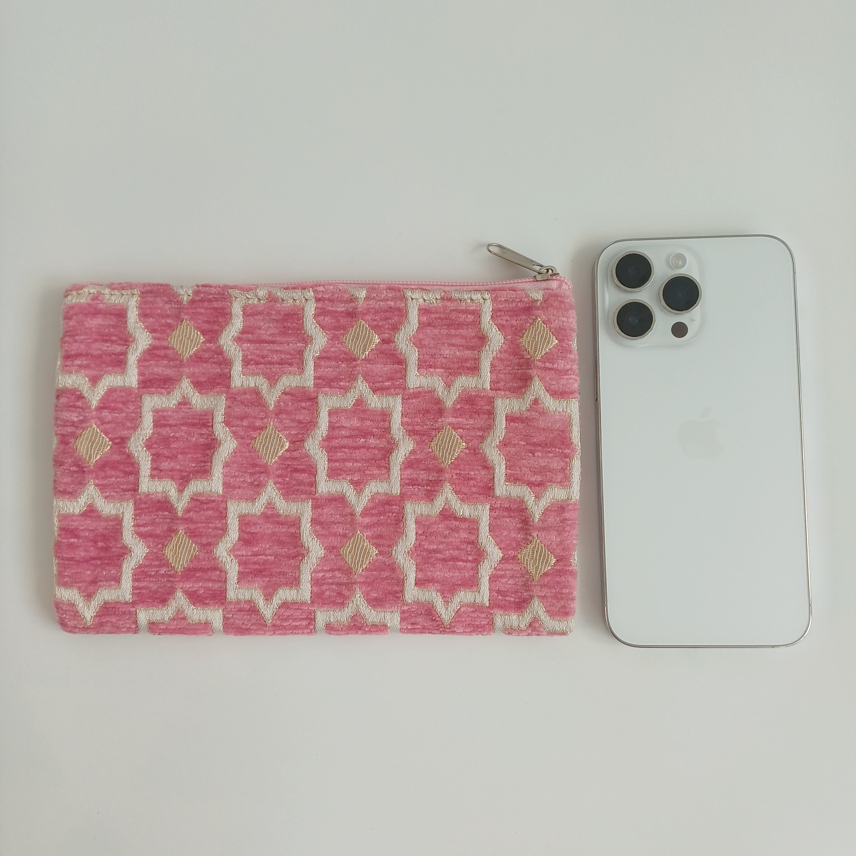 Moroccan Pink Handmade Velvet Pouch 20x14 CM