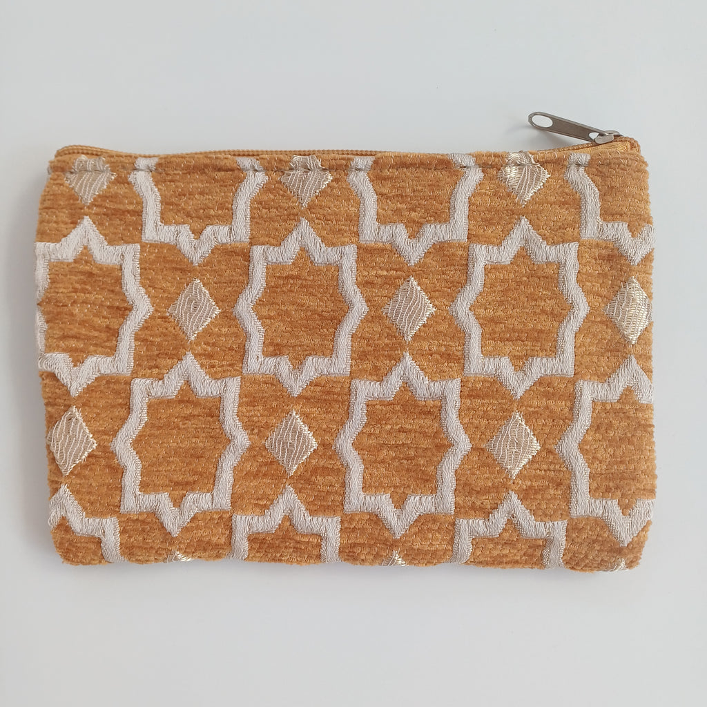Moroccan Mustard Orange Handmade Velvet Pouch 20x14 CM