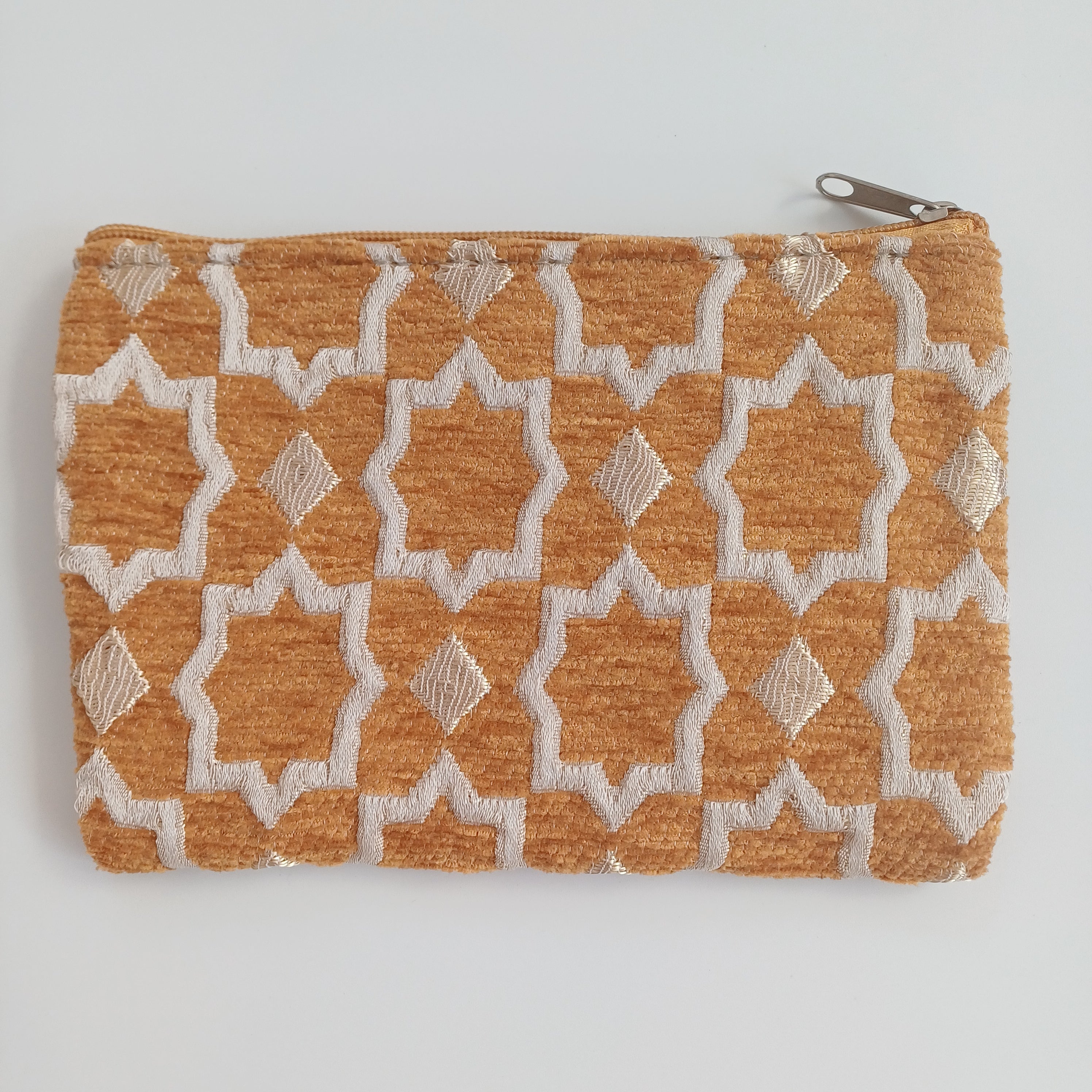 Moroccan Mustard Orange Handmade Velvet Pouch 20x14 CM