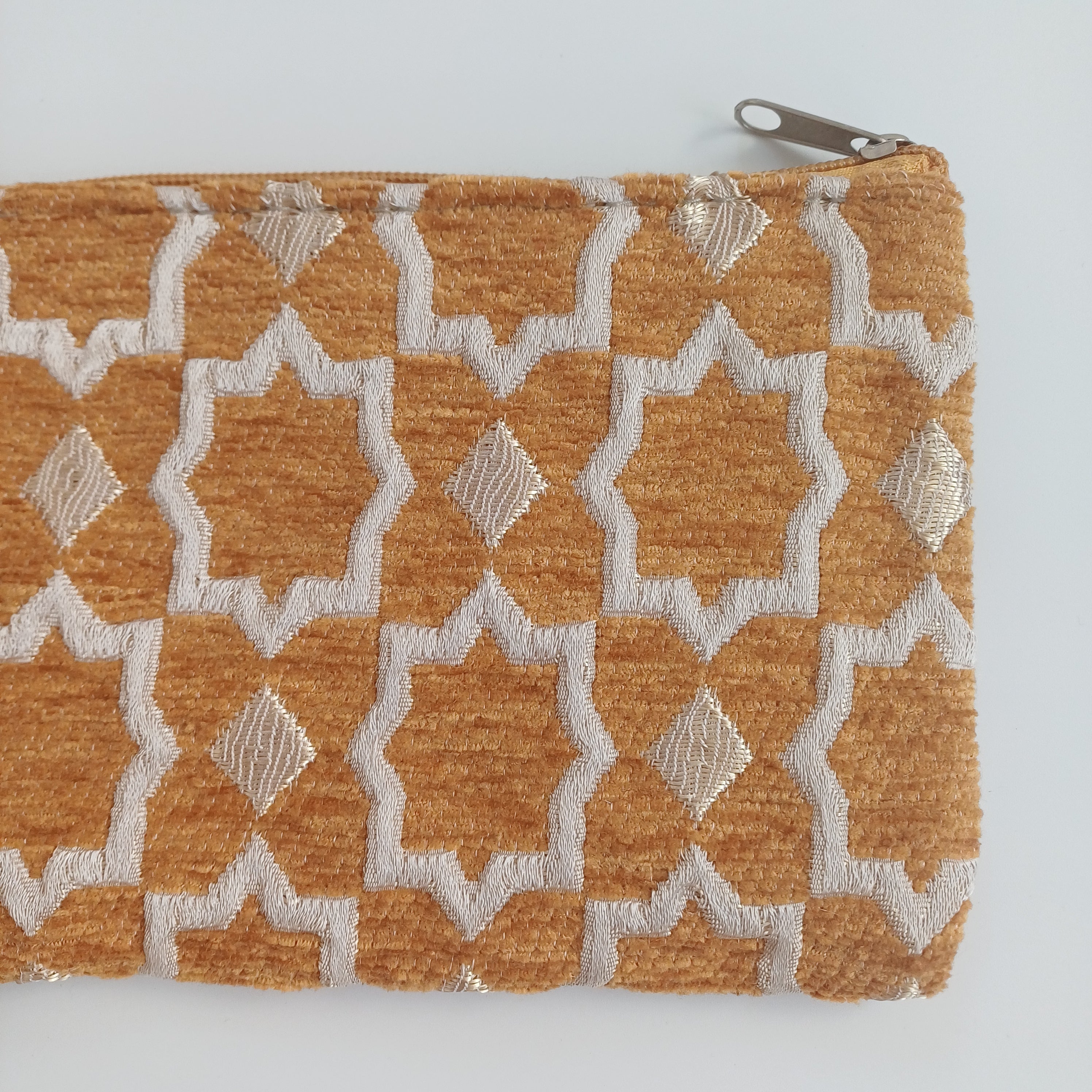Moroccan Mustard Orange Handmade Velvet Pouch 20x14 CM