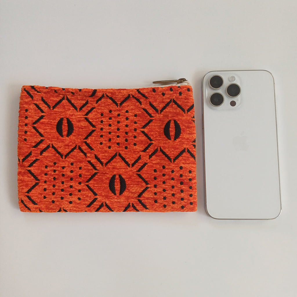 Moroccan Burnt Orange Handmade Velvet Pouch 20x14 CM