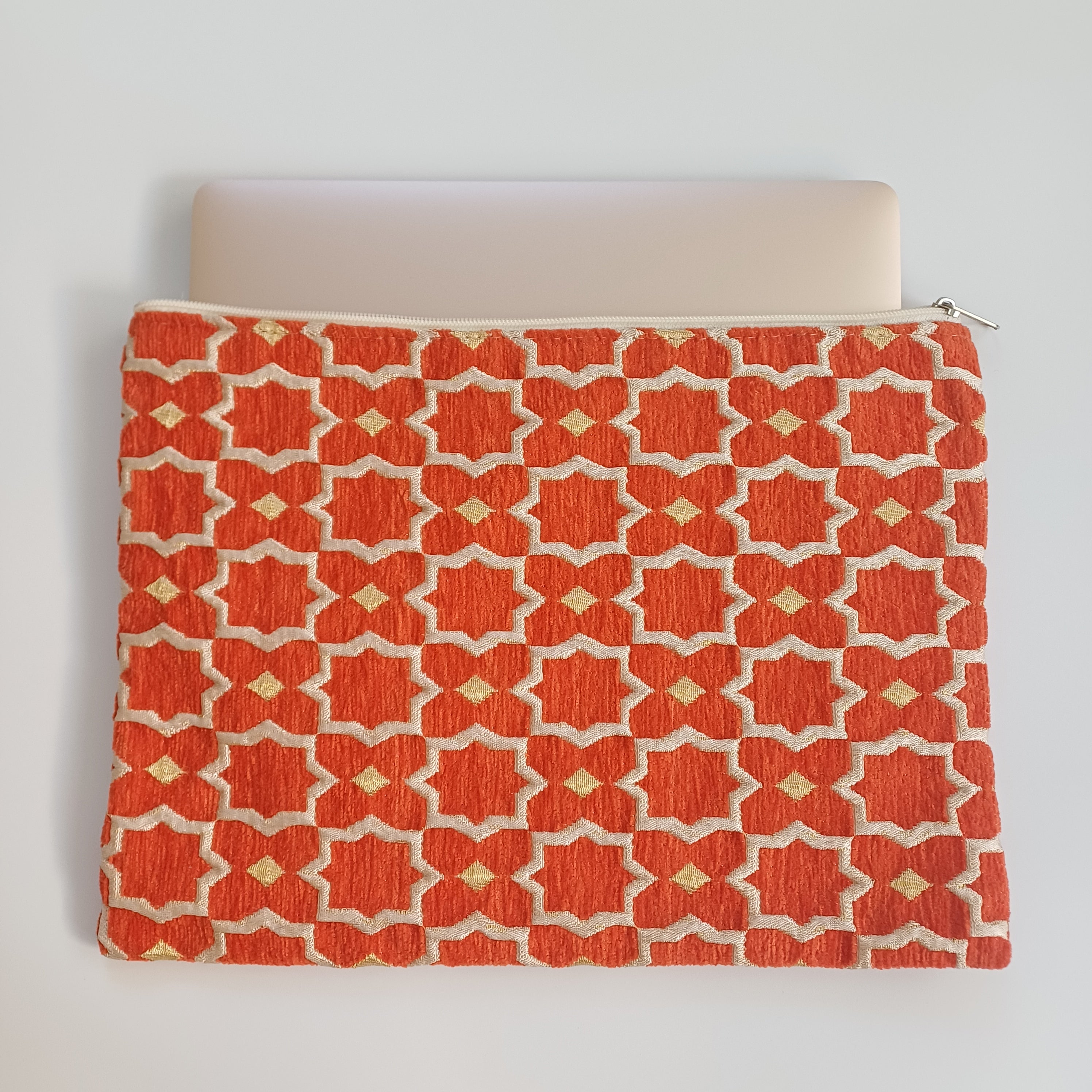 Moroccan Rust Orange Handmade Velvet Laptop Sleeve 33x25 CM