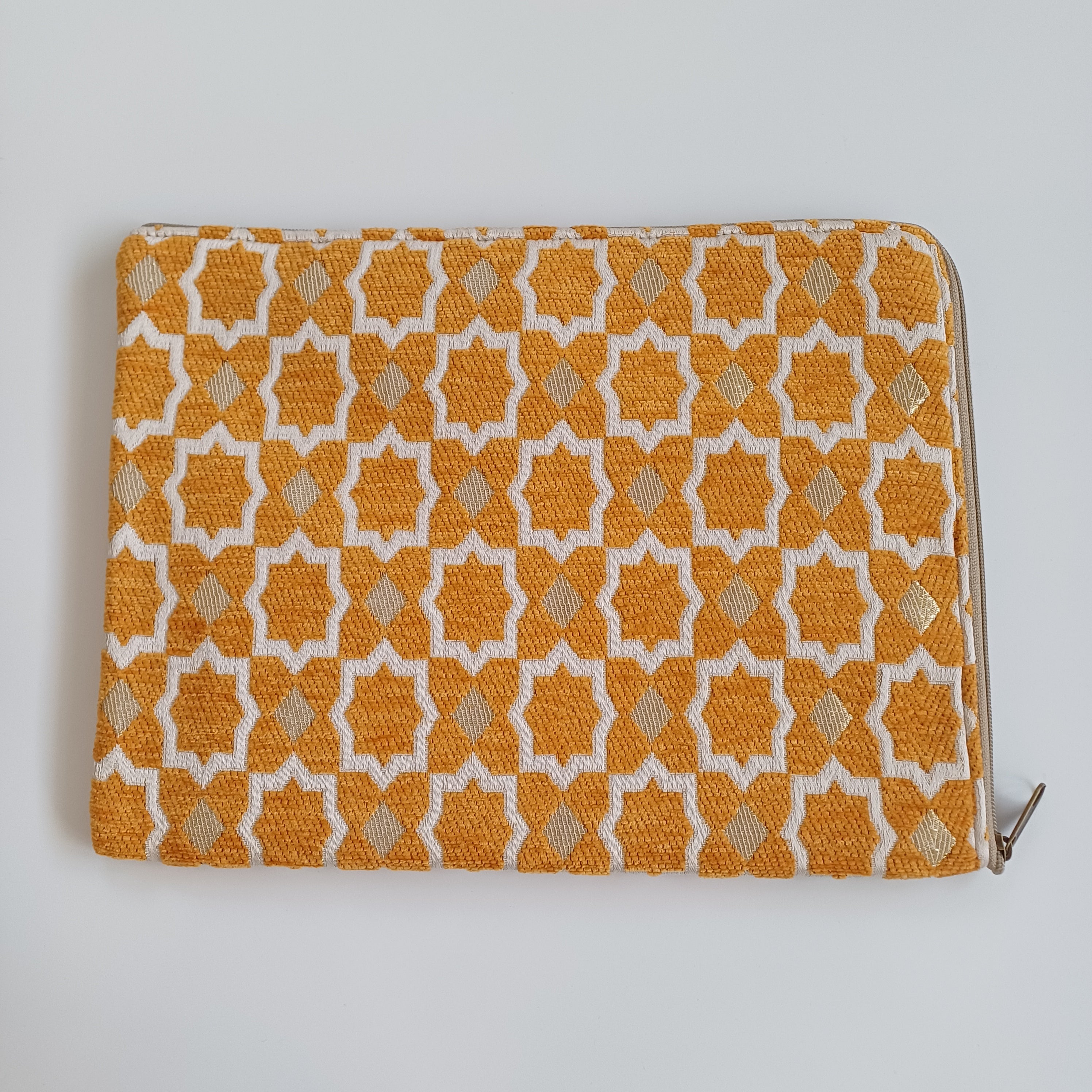 Moroccan Mustard Orange Handmade Velvet Laptop Sleeve 36x27 CM