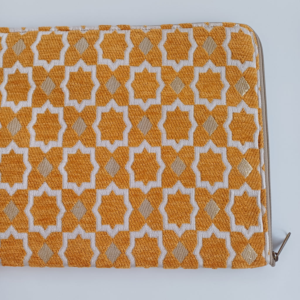 Moroccan Mustard Orange Handmade Velvet Laptop Sleeve 36x27 CM