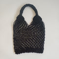 Moroccan Handmade Dark Black Crochet Tote Bag 58x38 CM