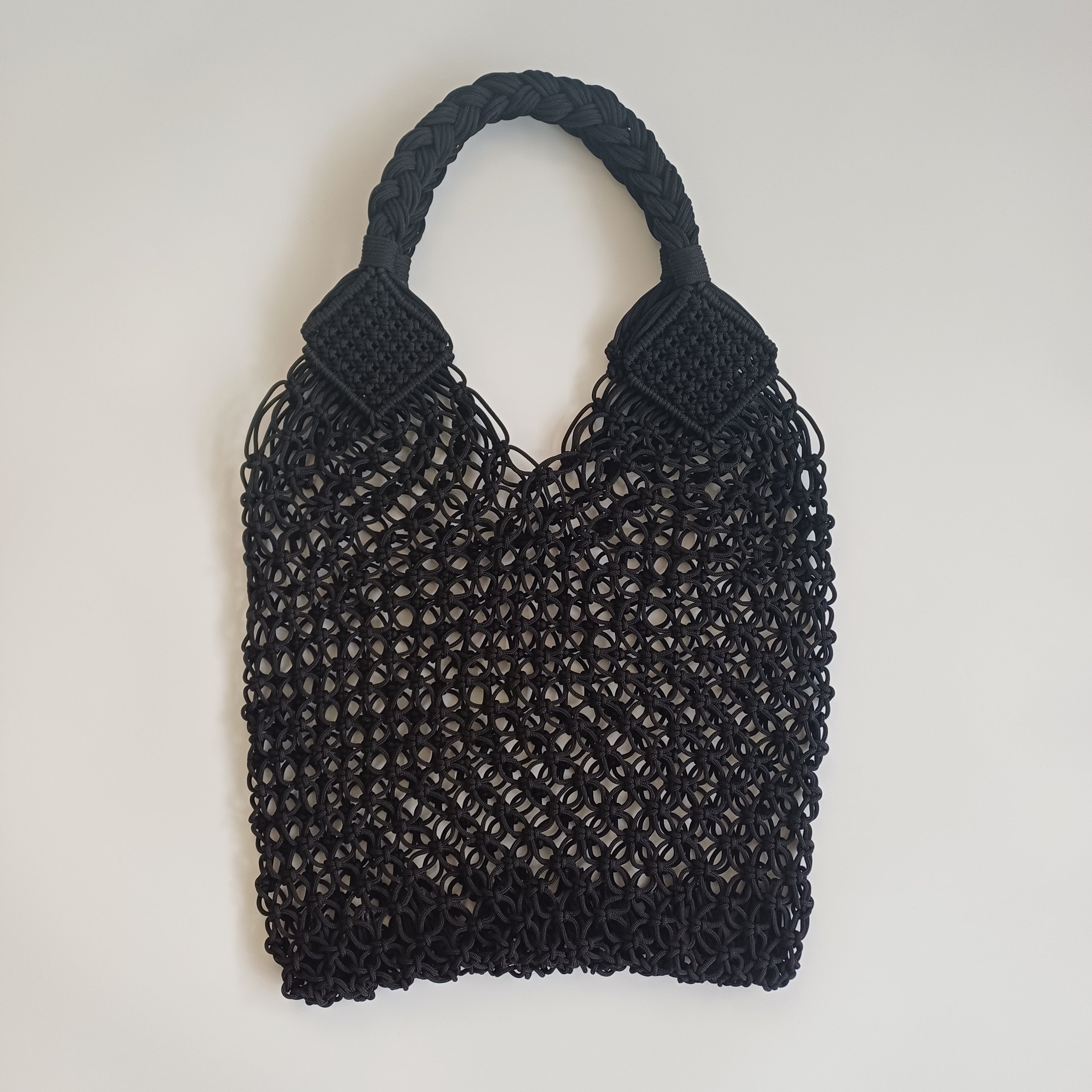 Moroccan Handmade Dark Black Crochet Tote Bag 58x38 CM