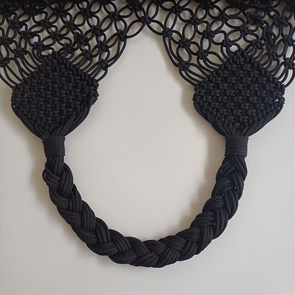 Moroccan Handmade Dark Black Crochet Tote Bag 58x38 CM